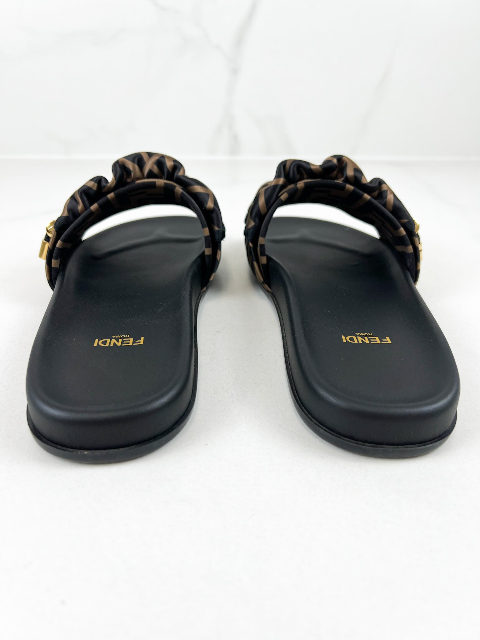 Fendi Vertigo Satin Slides Size 37