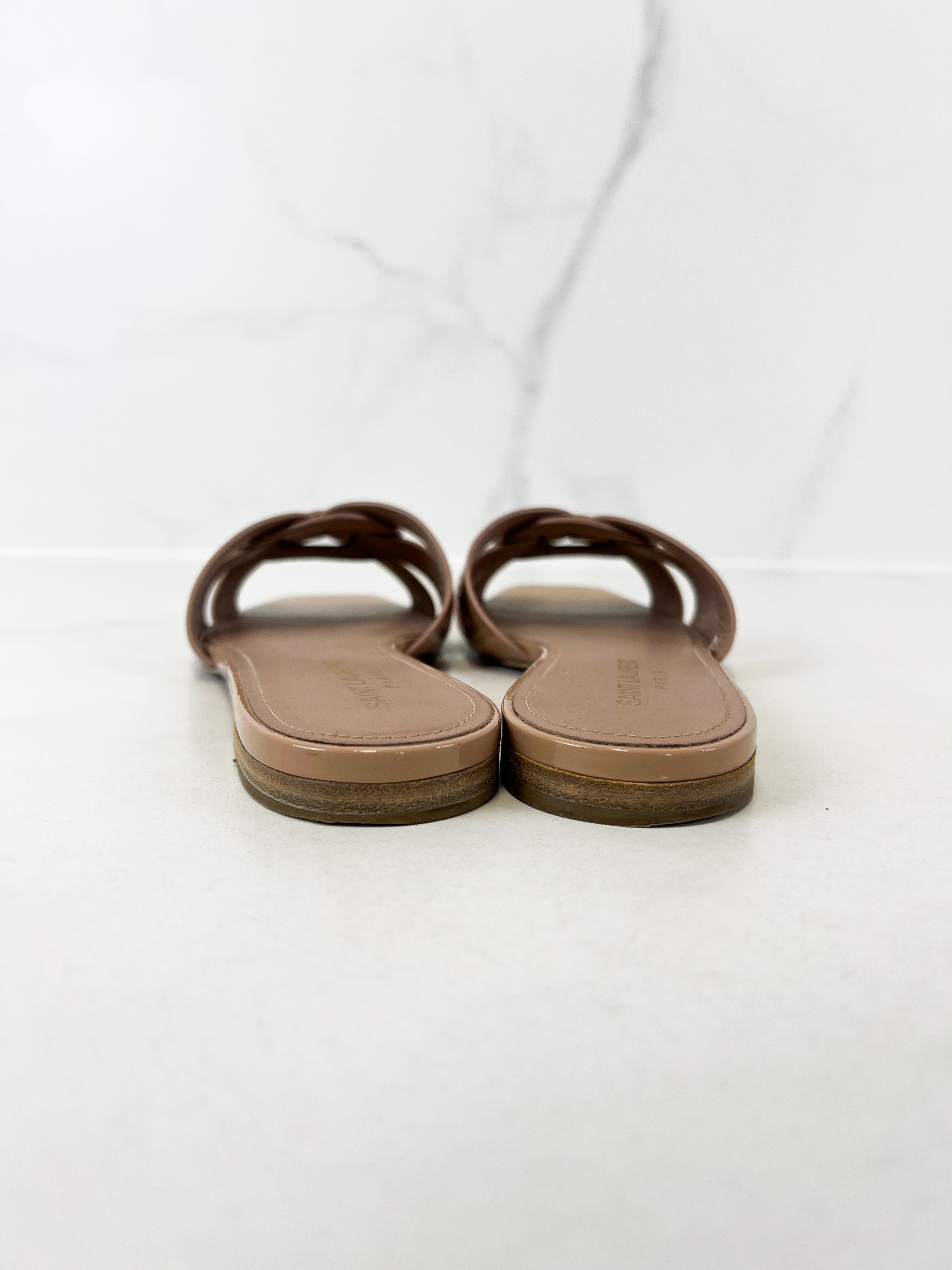 Saint Laurent Tribute Patent Flat Mules Size 39