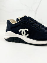 Chanel Black & White Low Top CC Sneaker Size 36