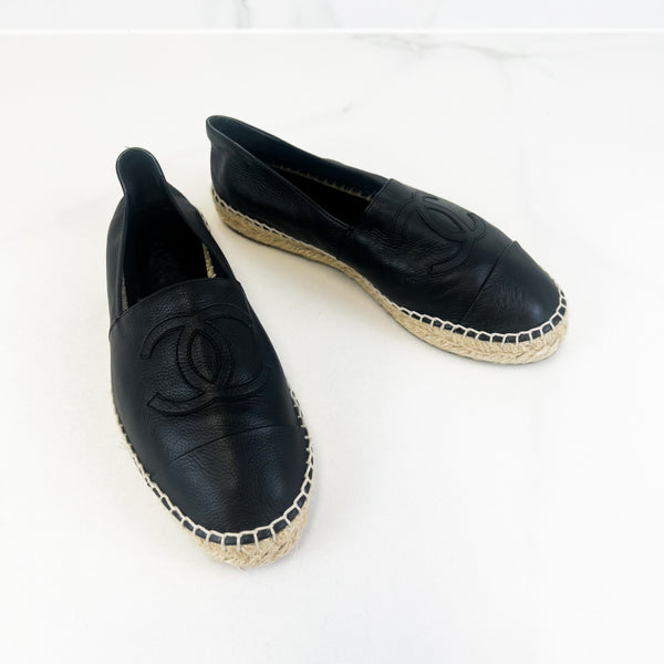 Chanel CC Black Espadrille Size 38