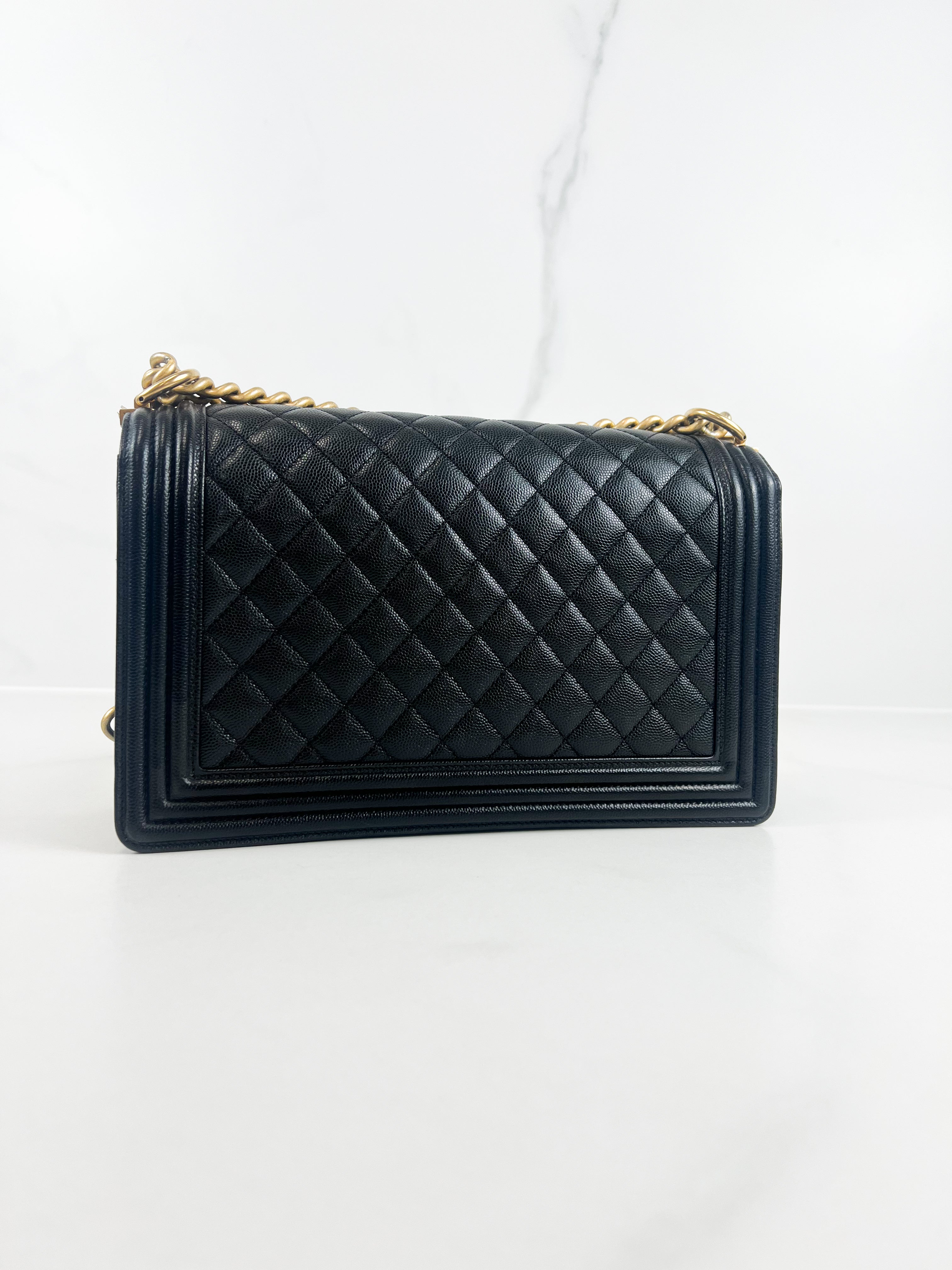 Chanel Black New Medium Caviar Boy Bag with GHW