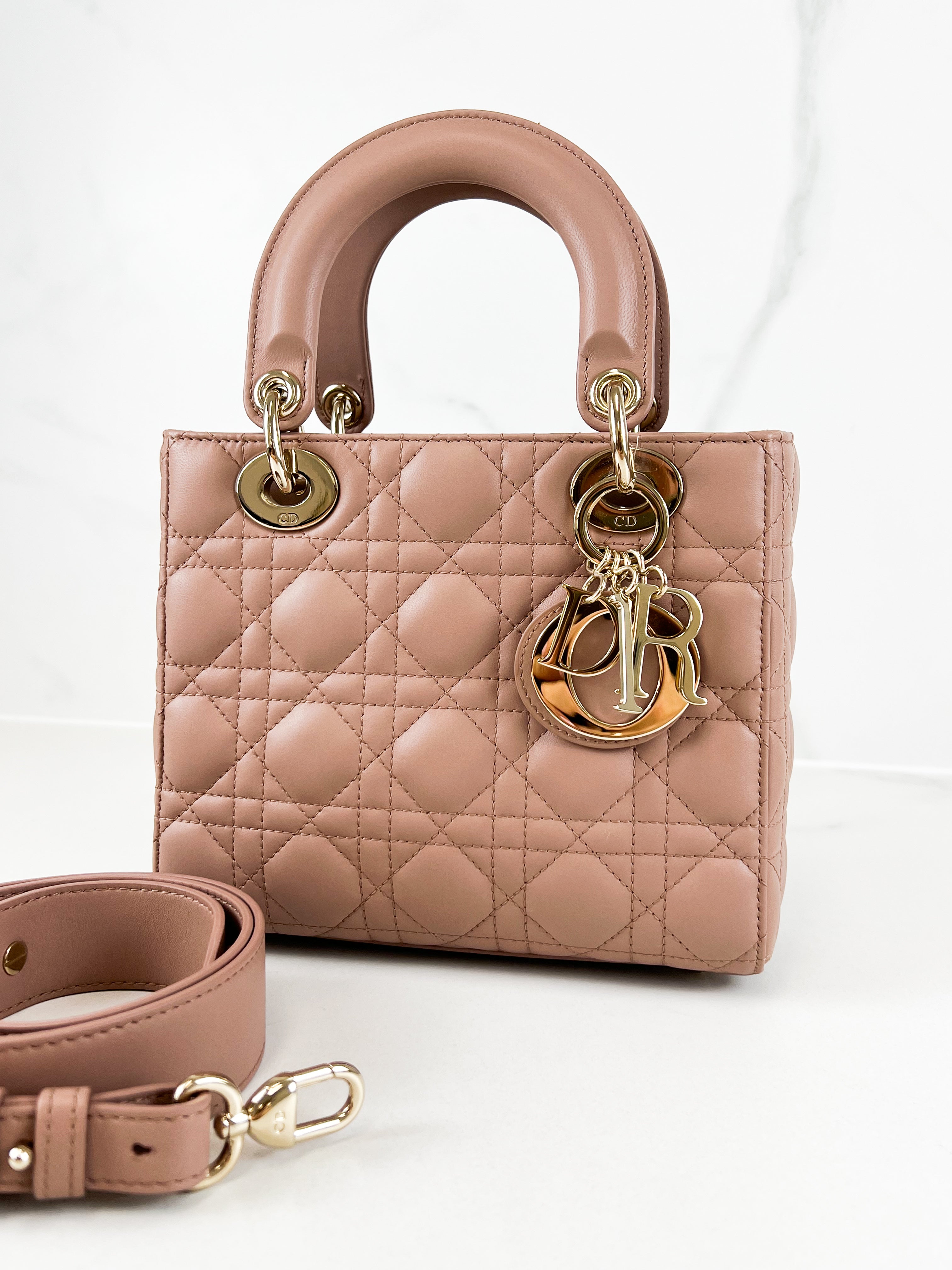 Christian Dior Small Lady Dior In Blush Cannage