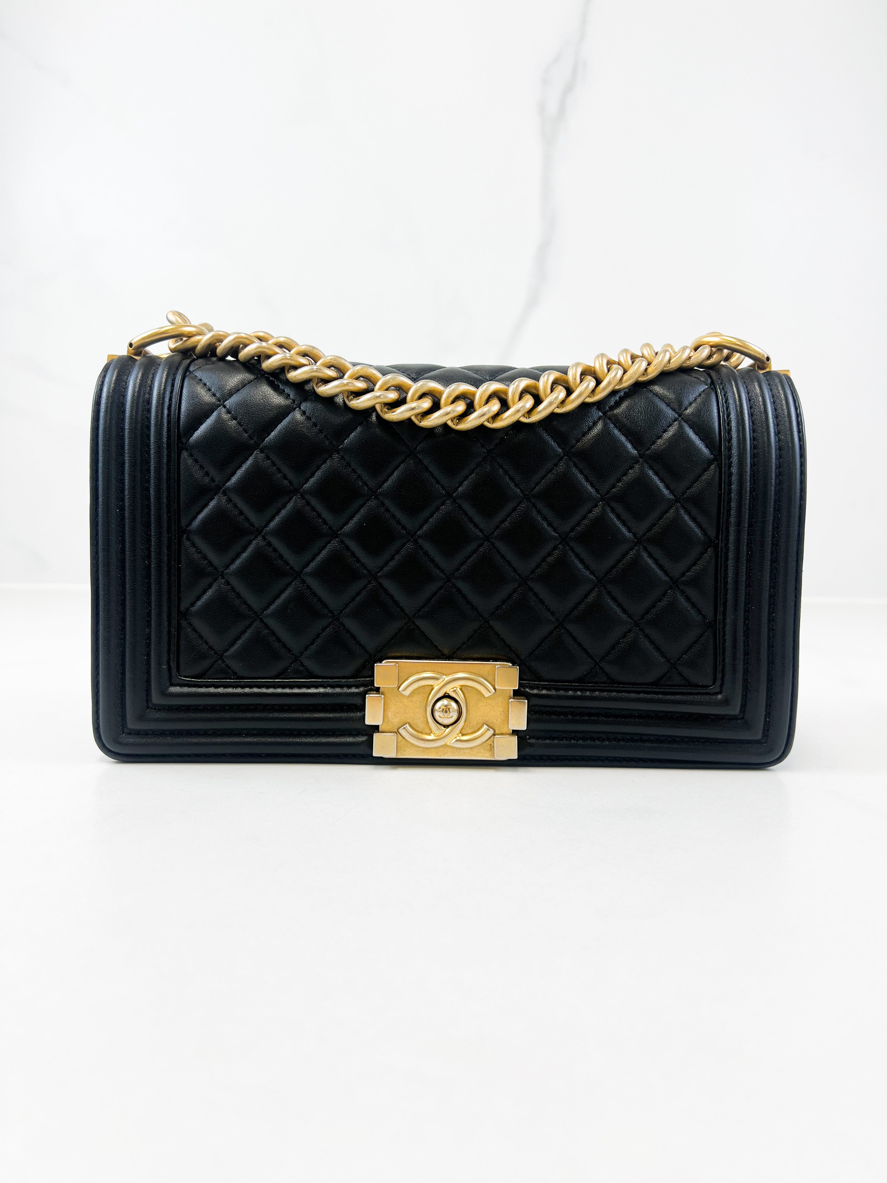 Chanel Black Old Medium Calfskin Boy Bag GHW