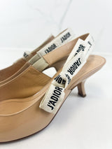 Christian Dior Nude Jadior Slingback Heel Size 39.5