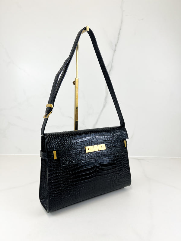 Saint Laurent Manhattan Medium Croc Bag