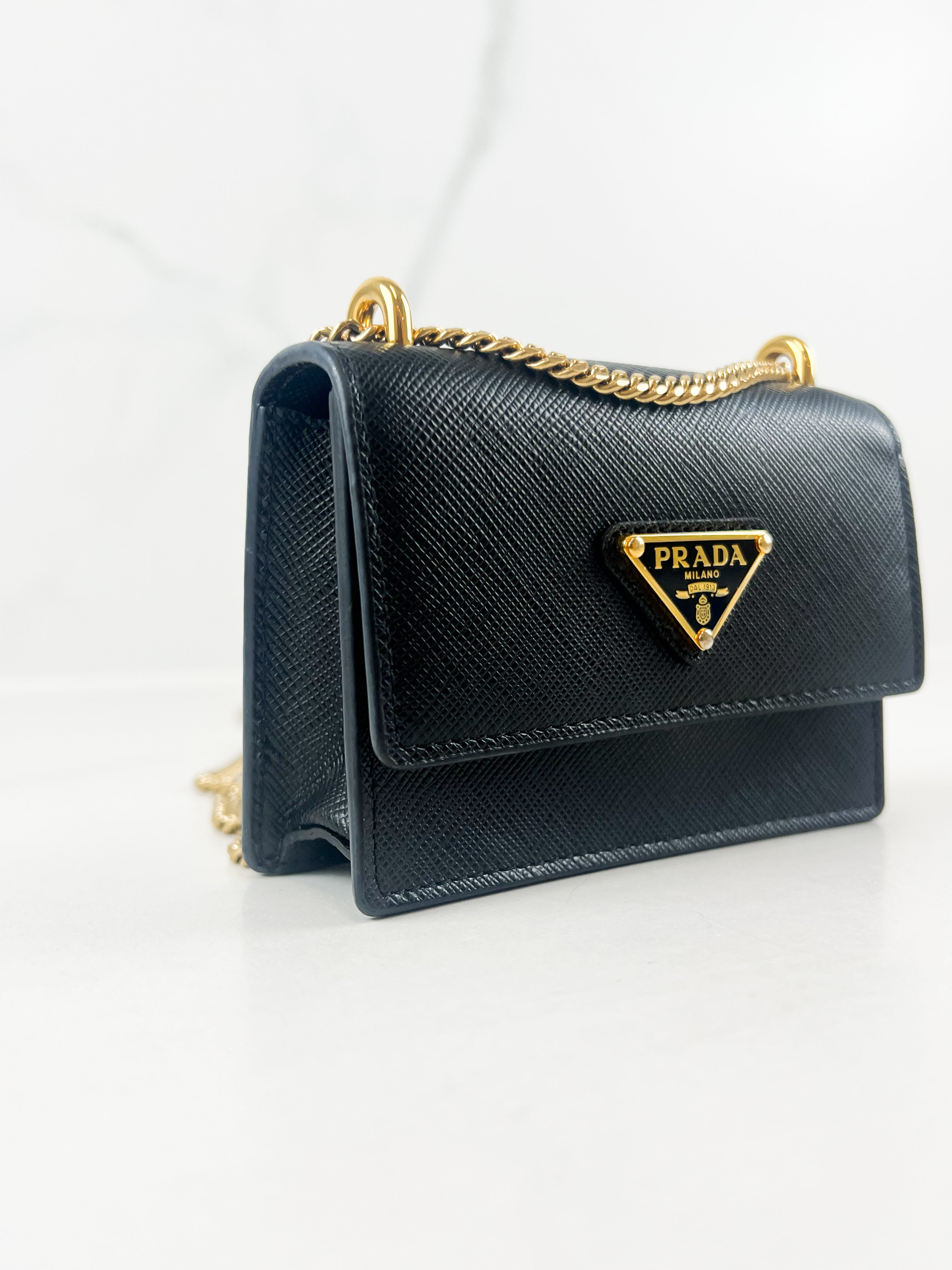 Prada Micro Leather Wallet On Chain