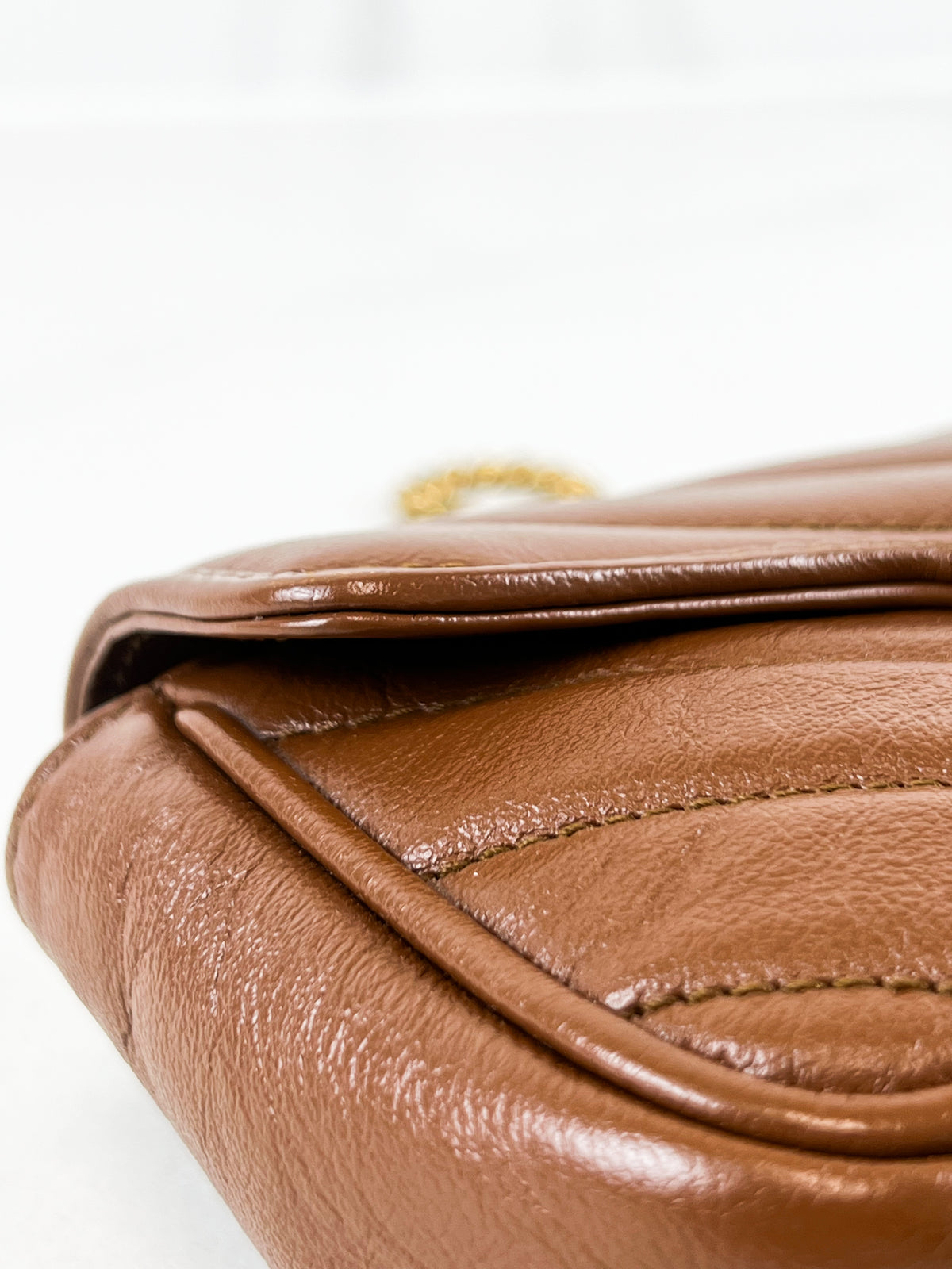 Gucci Brown Leather GG Marmont Matelasse Super Mini Bag