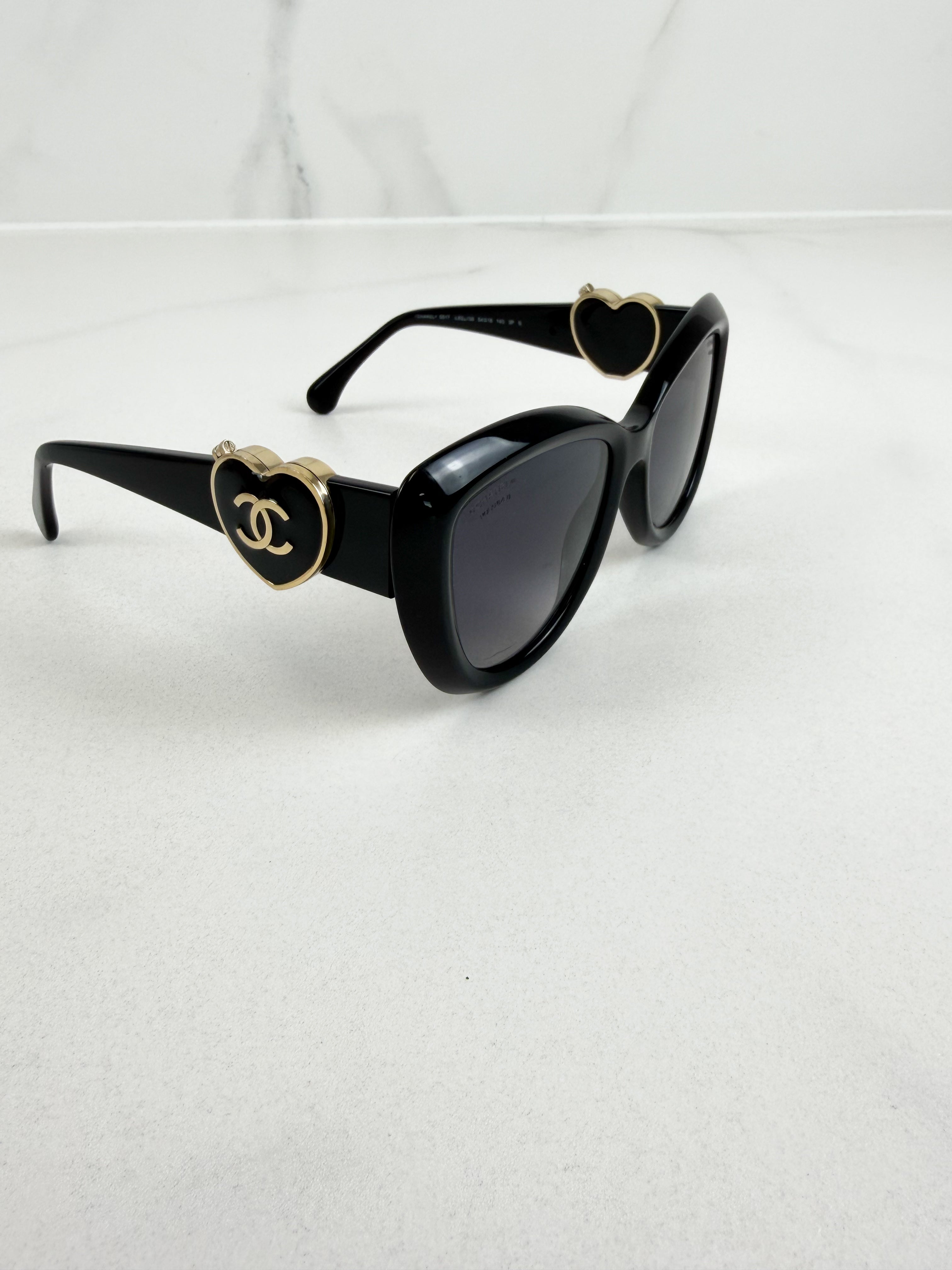 Chanel Heart Logo Black Sunglasses