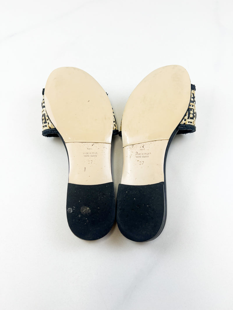 Fendi Raffia Slides Size 37