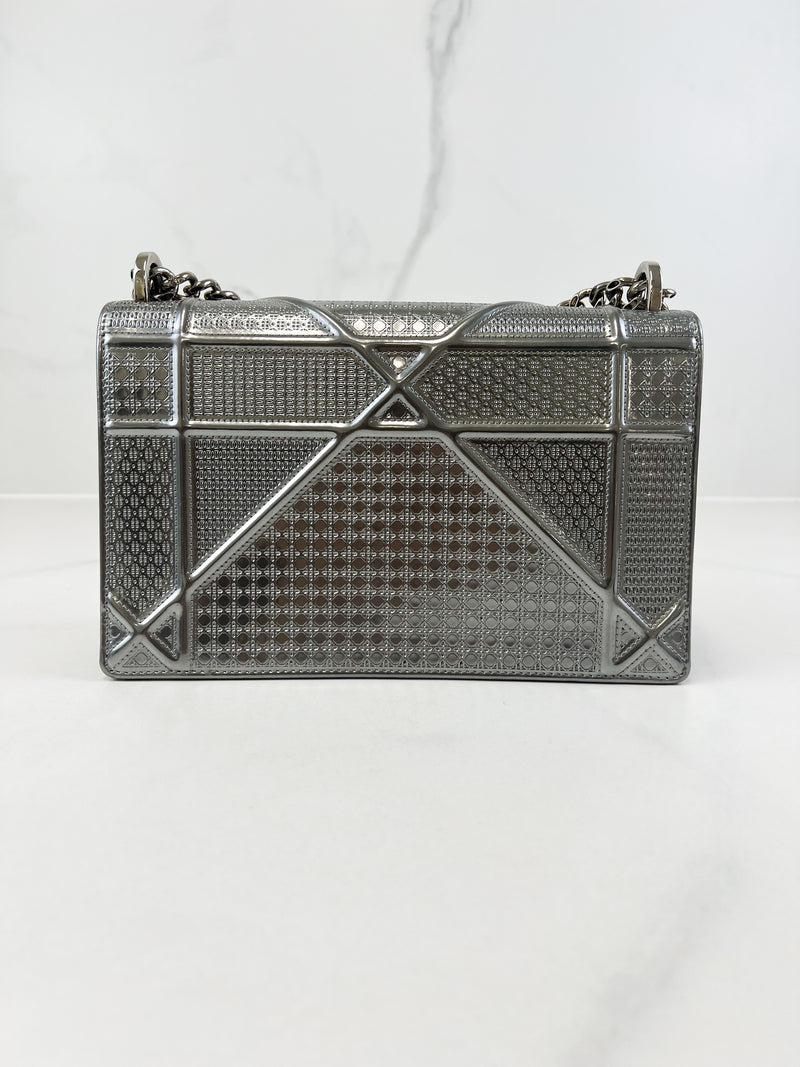 Christian Dior Medium Silver Diorama Shoulder Bag