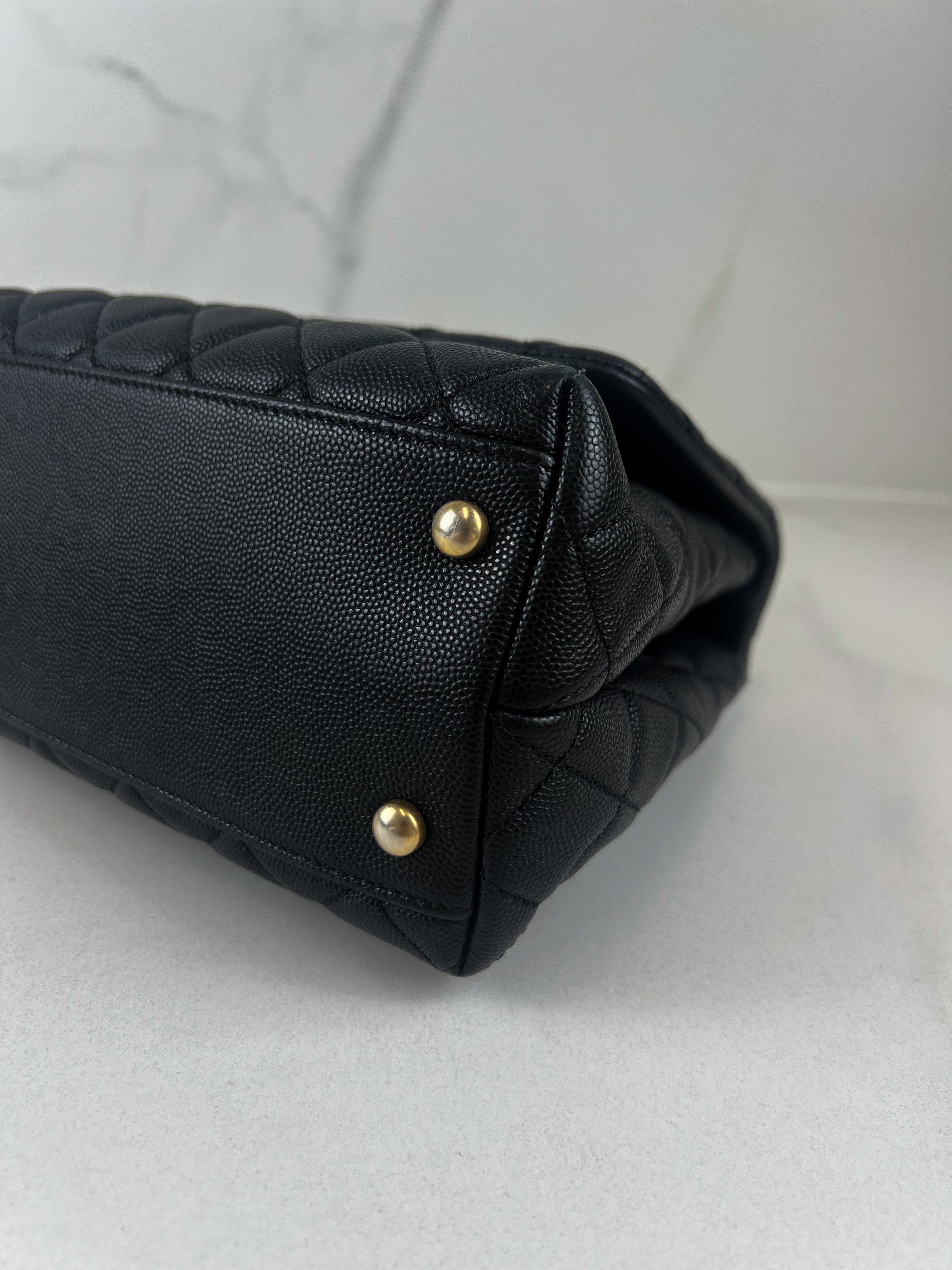 Chanel Medium Top Handle Coco in Black Caviar with GHW