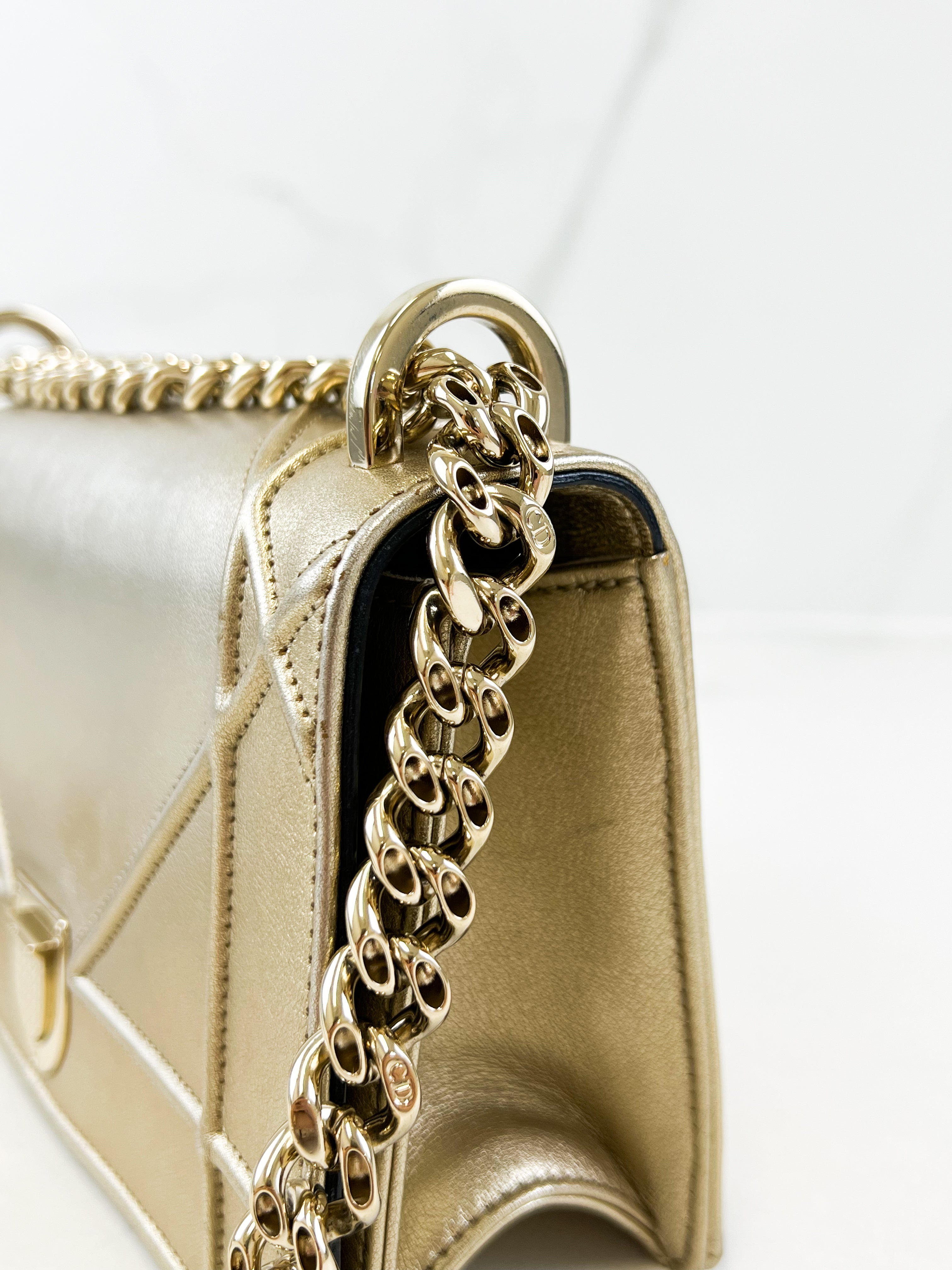 Christian Dior Gold Small Diorama Shoulder Bag GHW