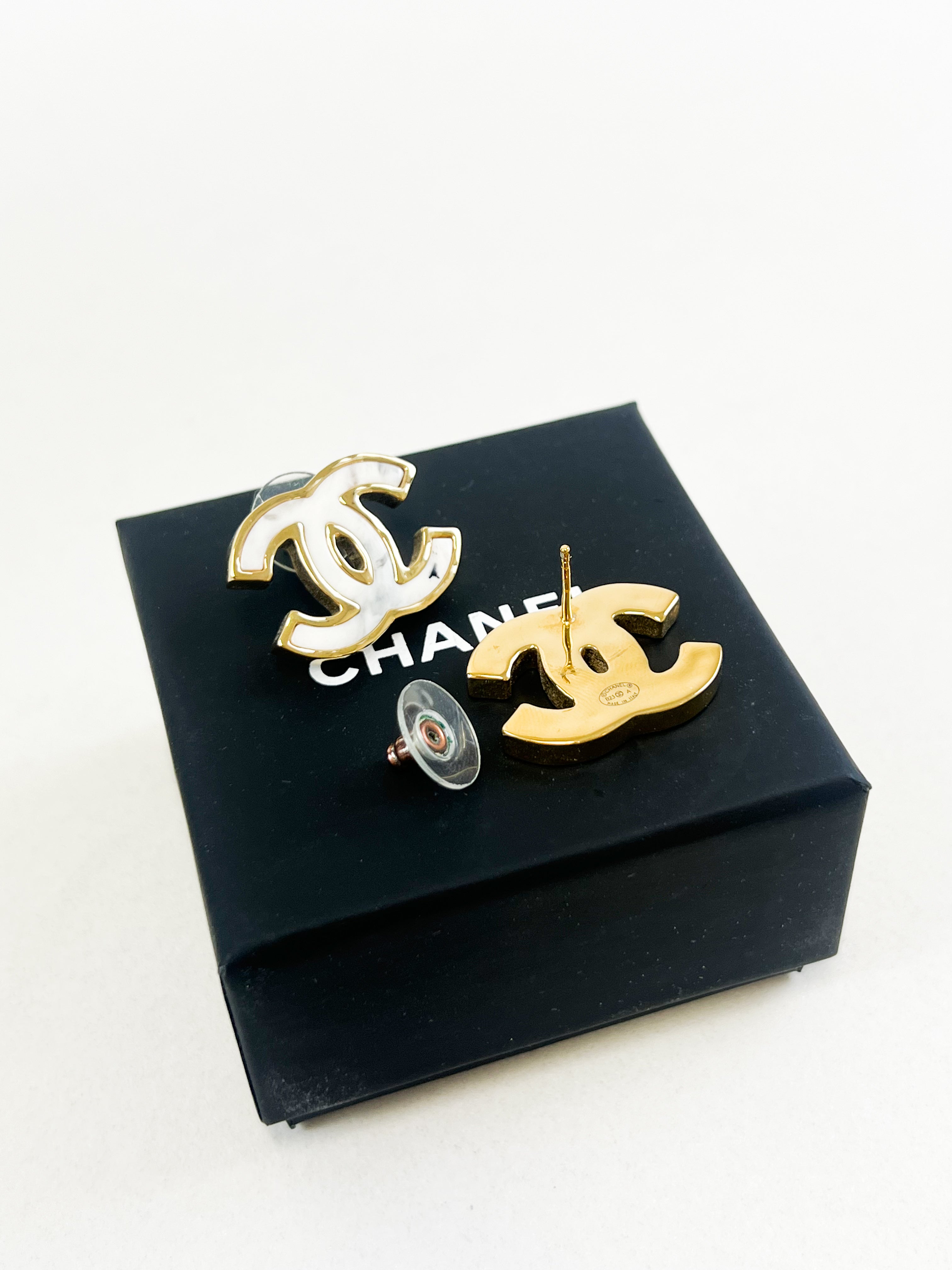 Chanel CC Stud Earrings with GHW