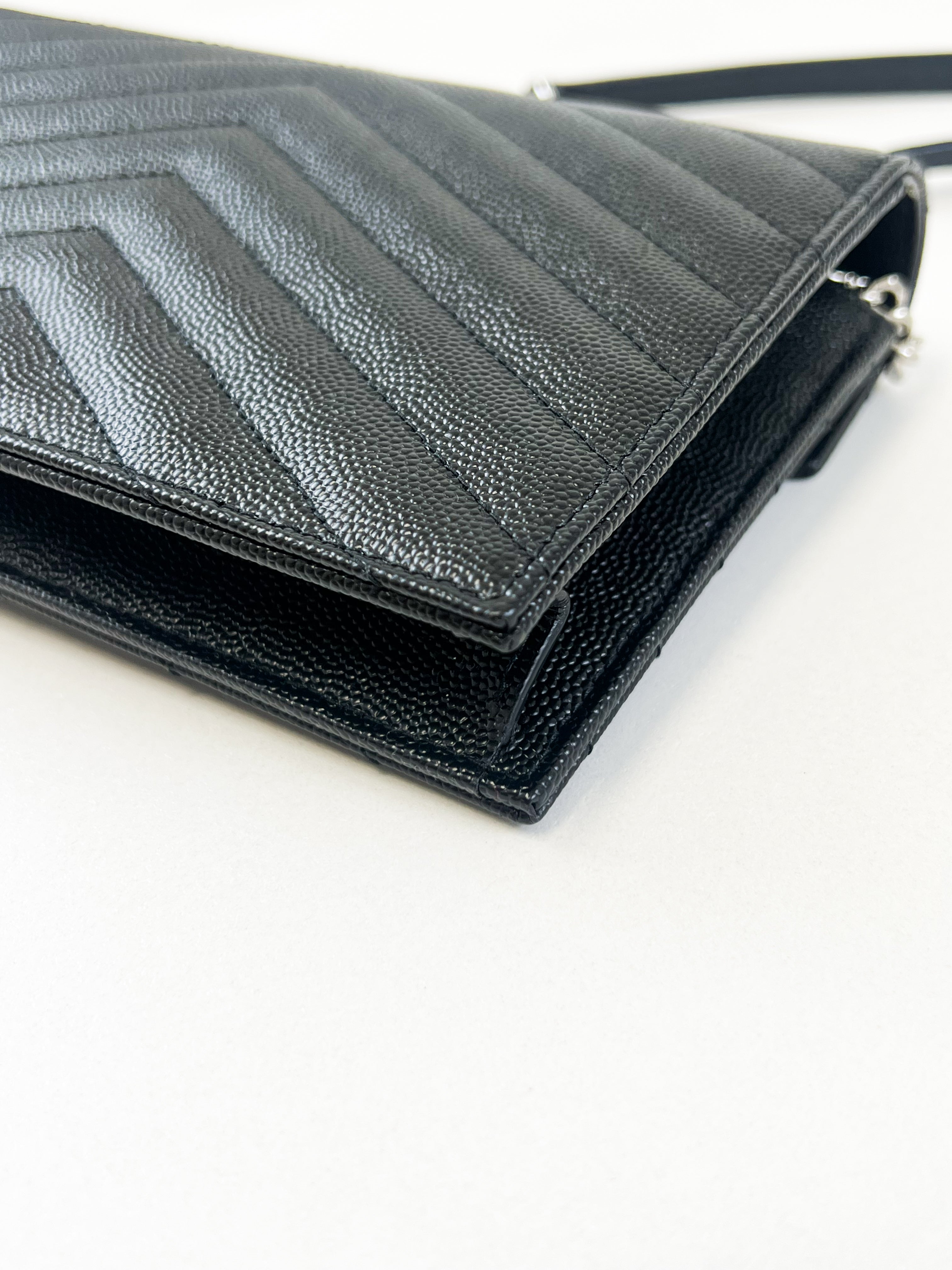 Saint Laurent Cassandra Matelasse Envelope Wallet on Chain