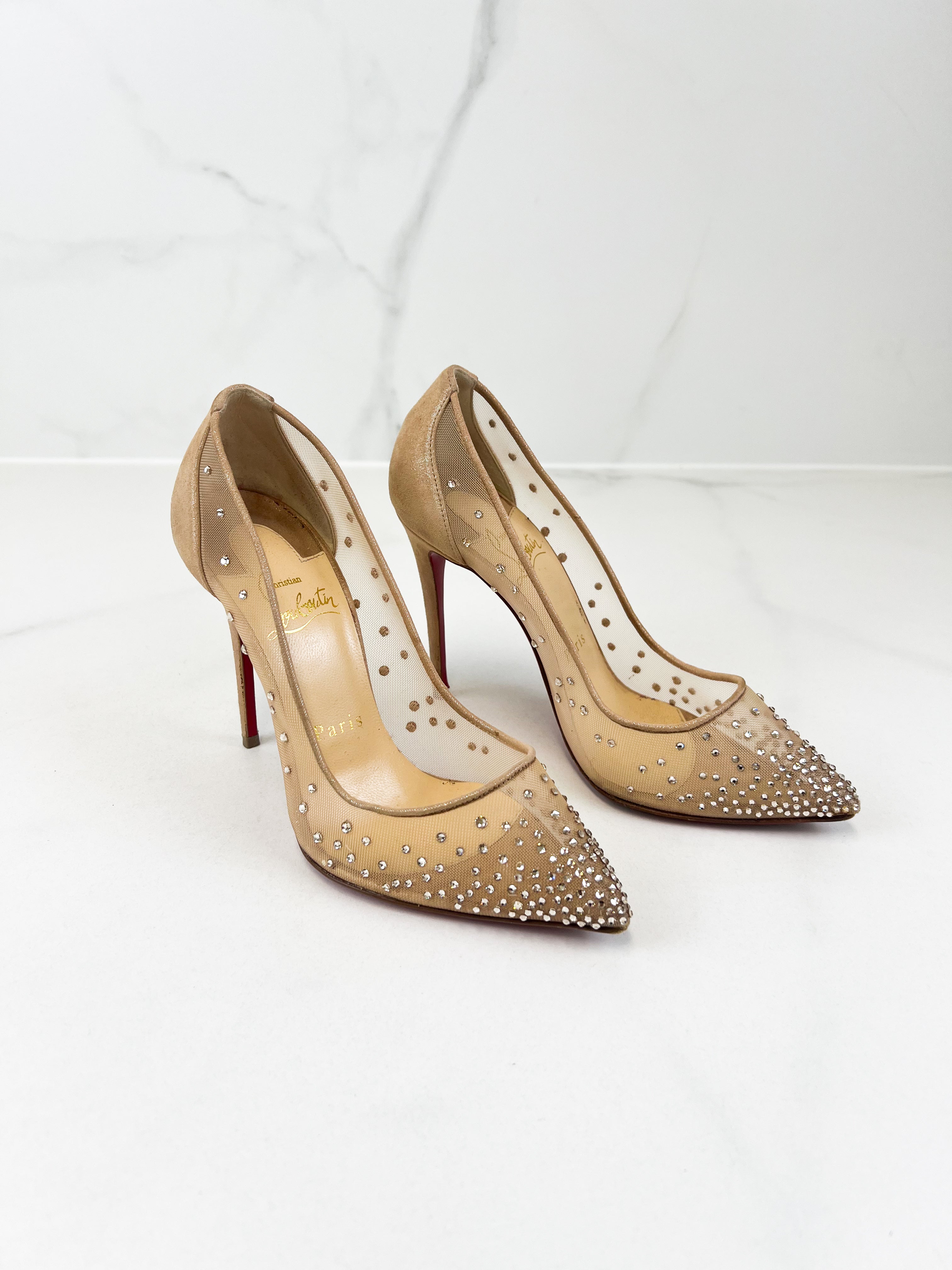 Christian Louboutin Follies Strass 100mm Size 35