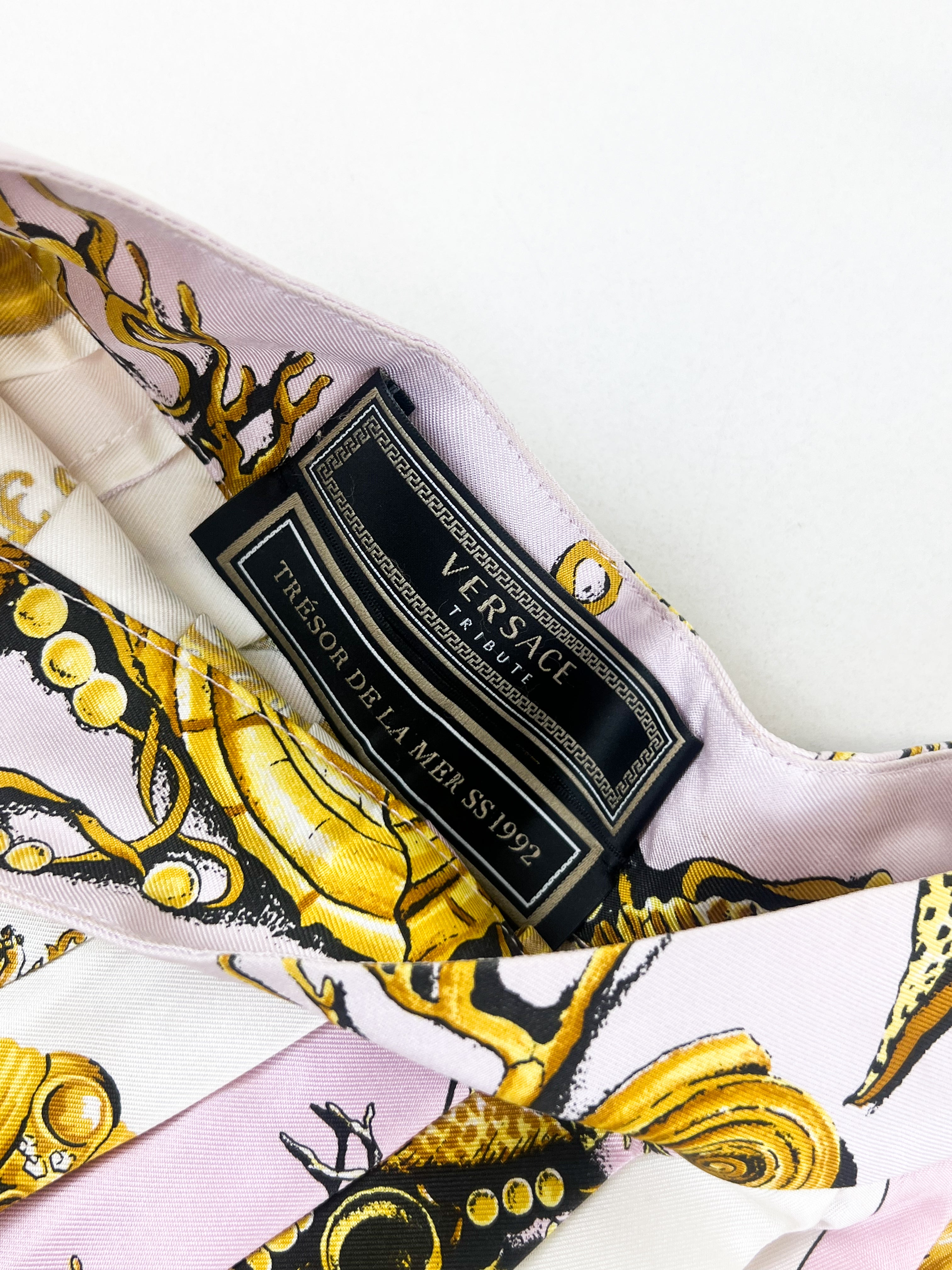 Versace Pleated Printed Silk Twill Mini Skirt & Bustier Set