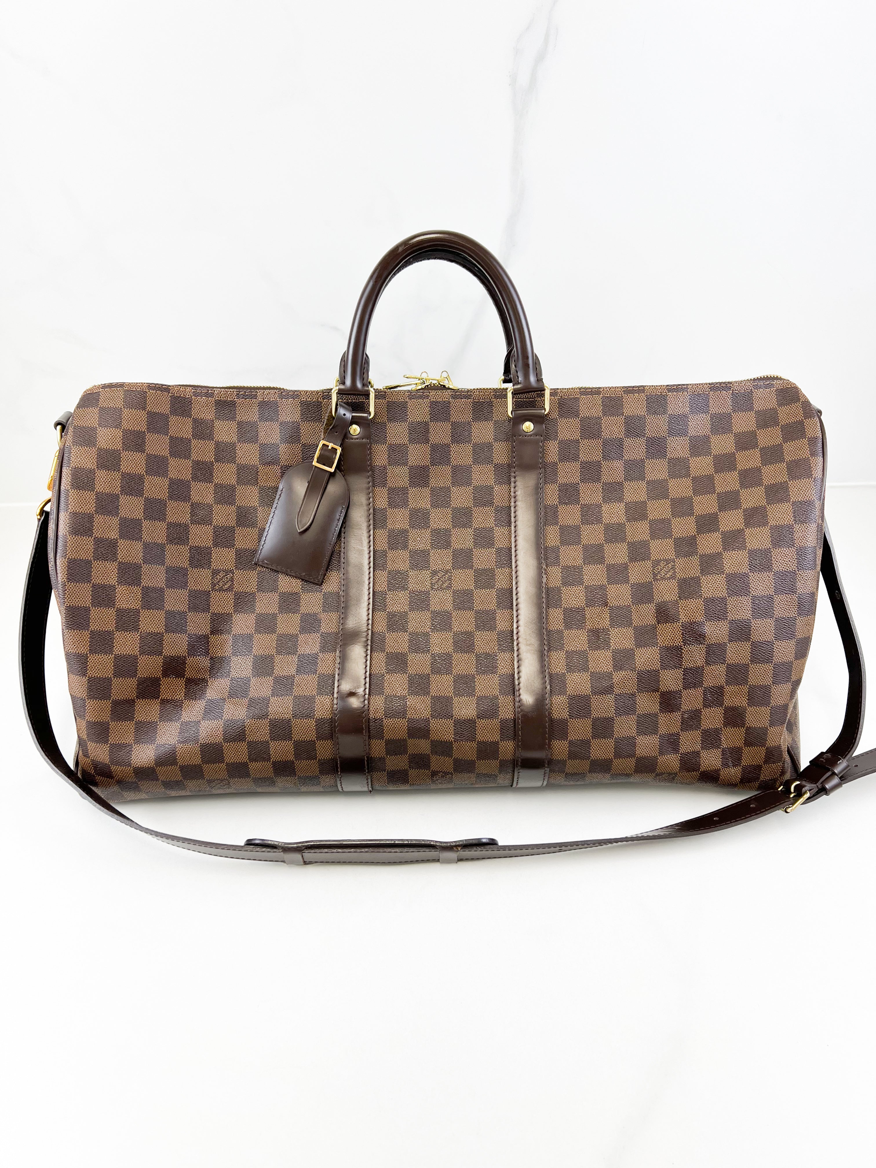 Louis Vuitton Keepall Bandouliere 55 in Damier Ebene