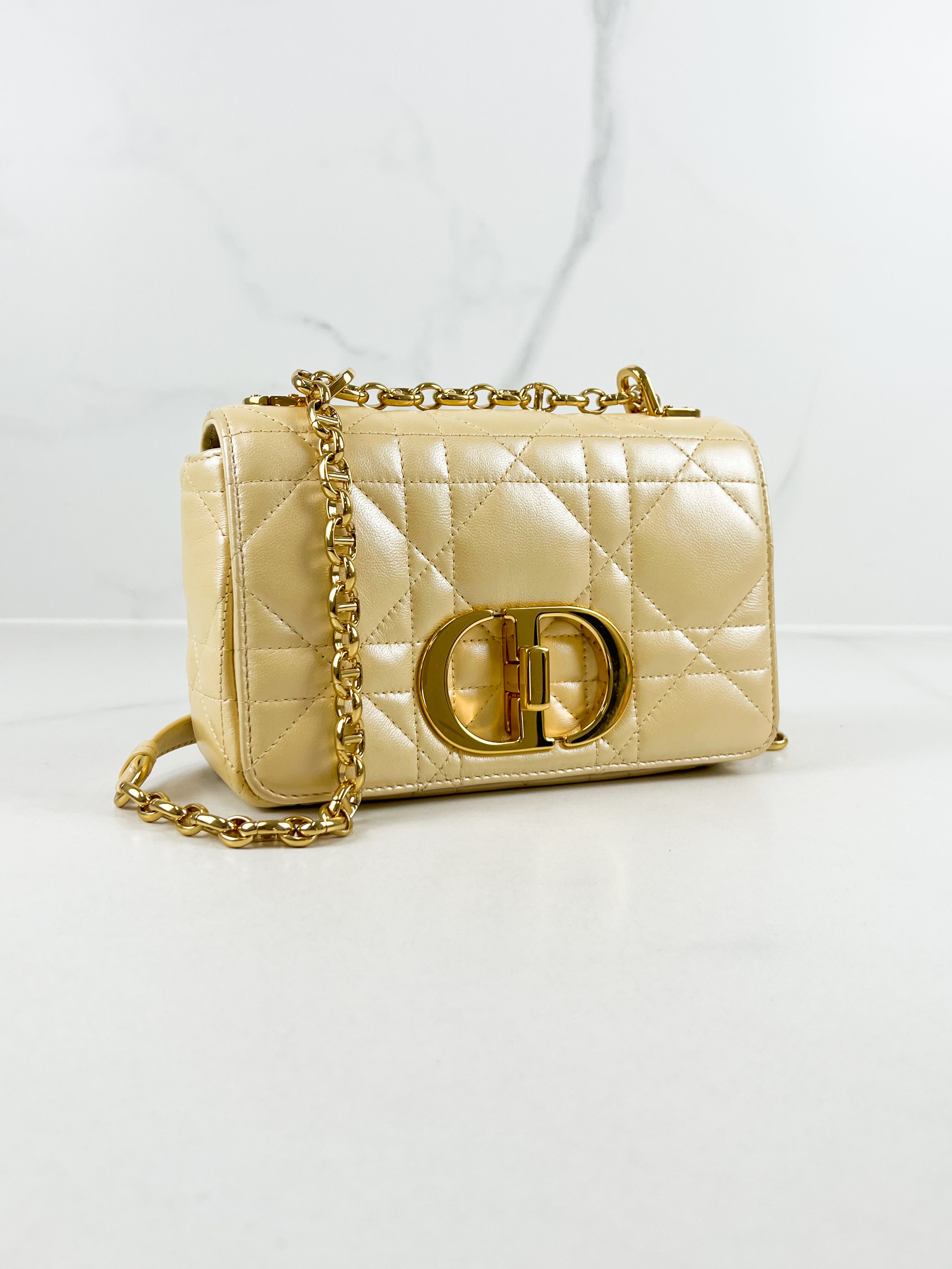 Christian Dior Medium Caro Bag in Butter with GHW