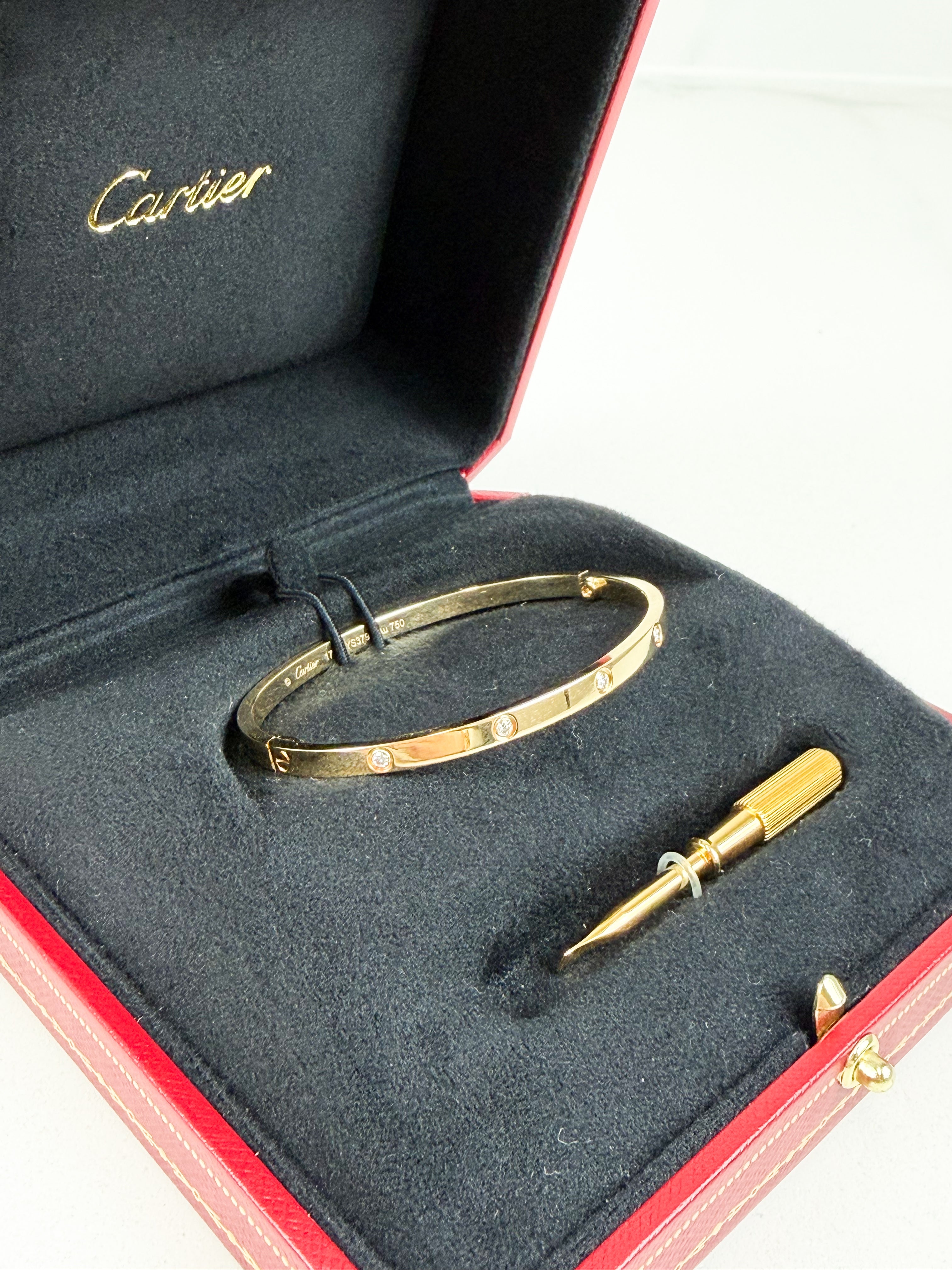 Cartier Small Model Love Bracelet 10 Diamond in Yellow Gold Size 17