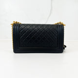 Chanel Black Old Medium Calfskin Boy Bag GHW