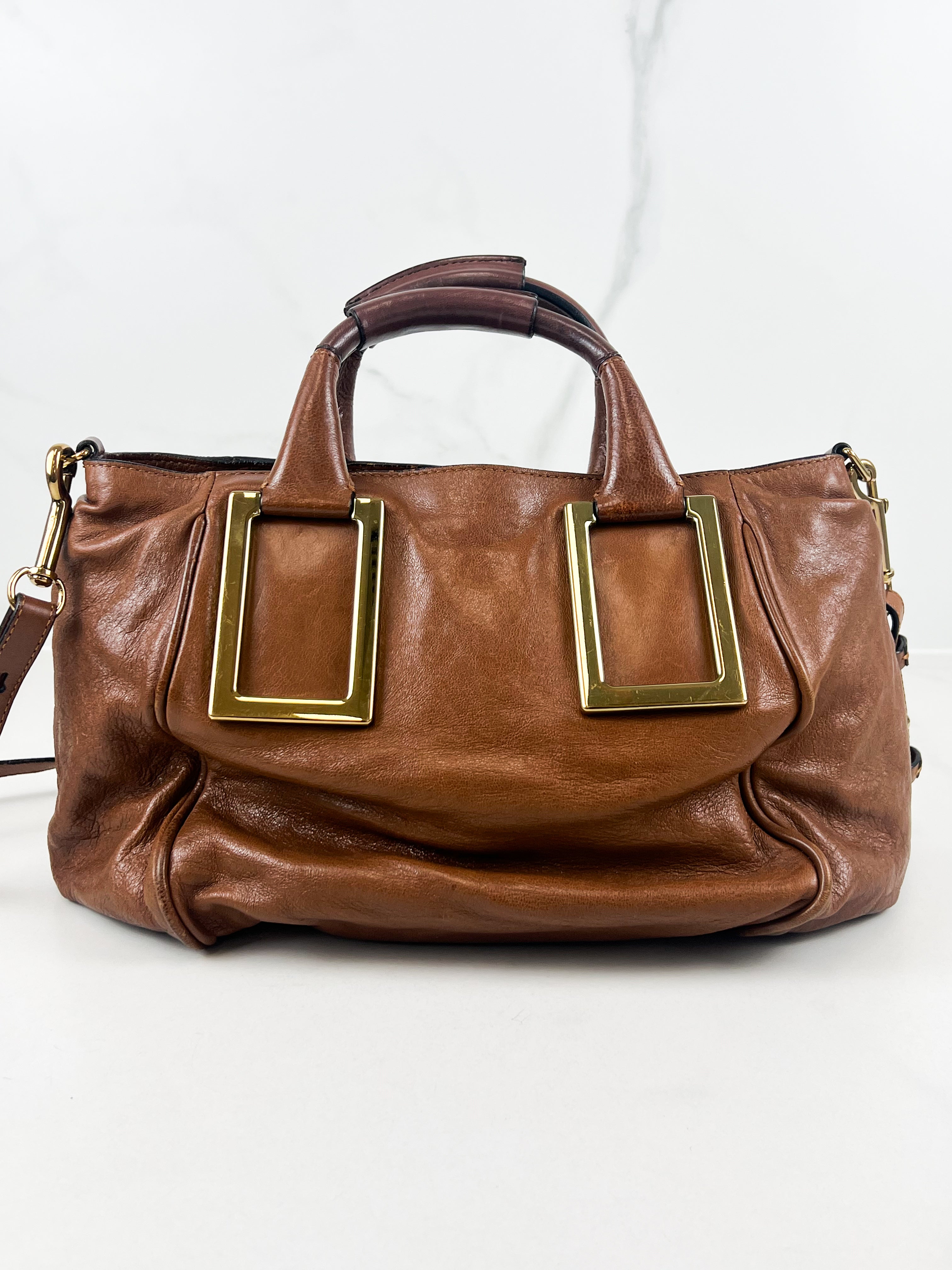 Chloe Vintage Brown Leather Ethel Satchel Bag