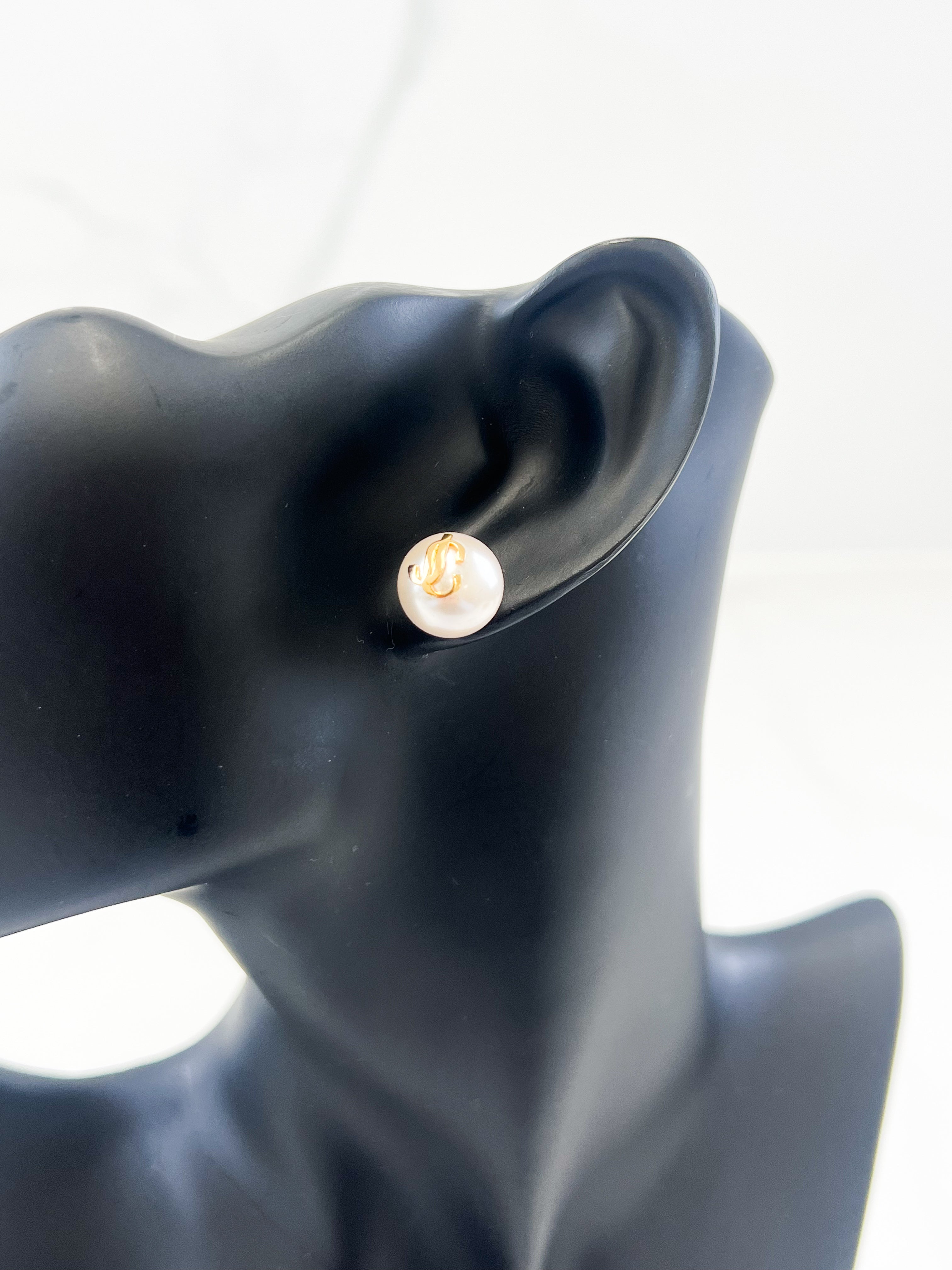 Jimmy Choo Logo Pearl Stud Earrings