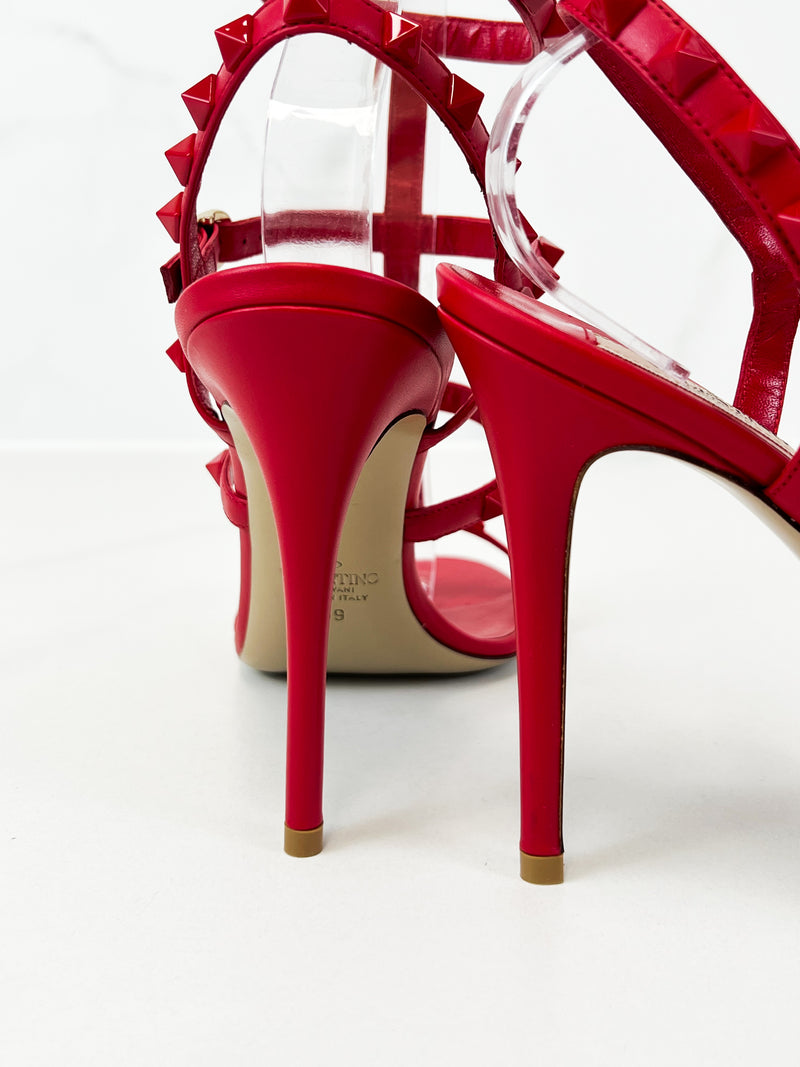Valentino Red Rockstud Leather Sandals Size 39
