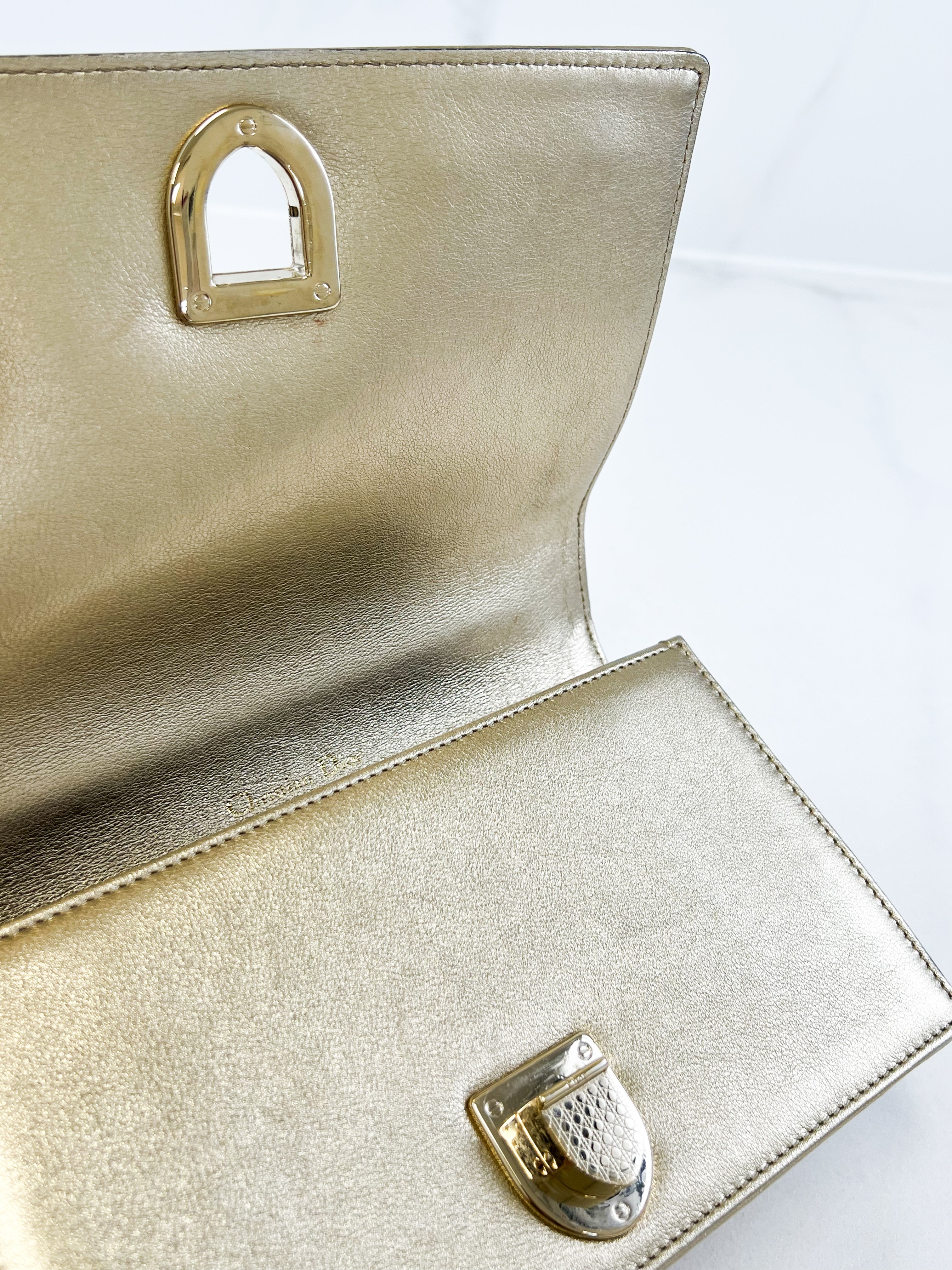 Christian Dior Gold Small Diorama Shoulder Bag GHW