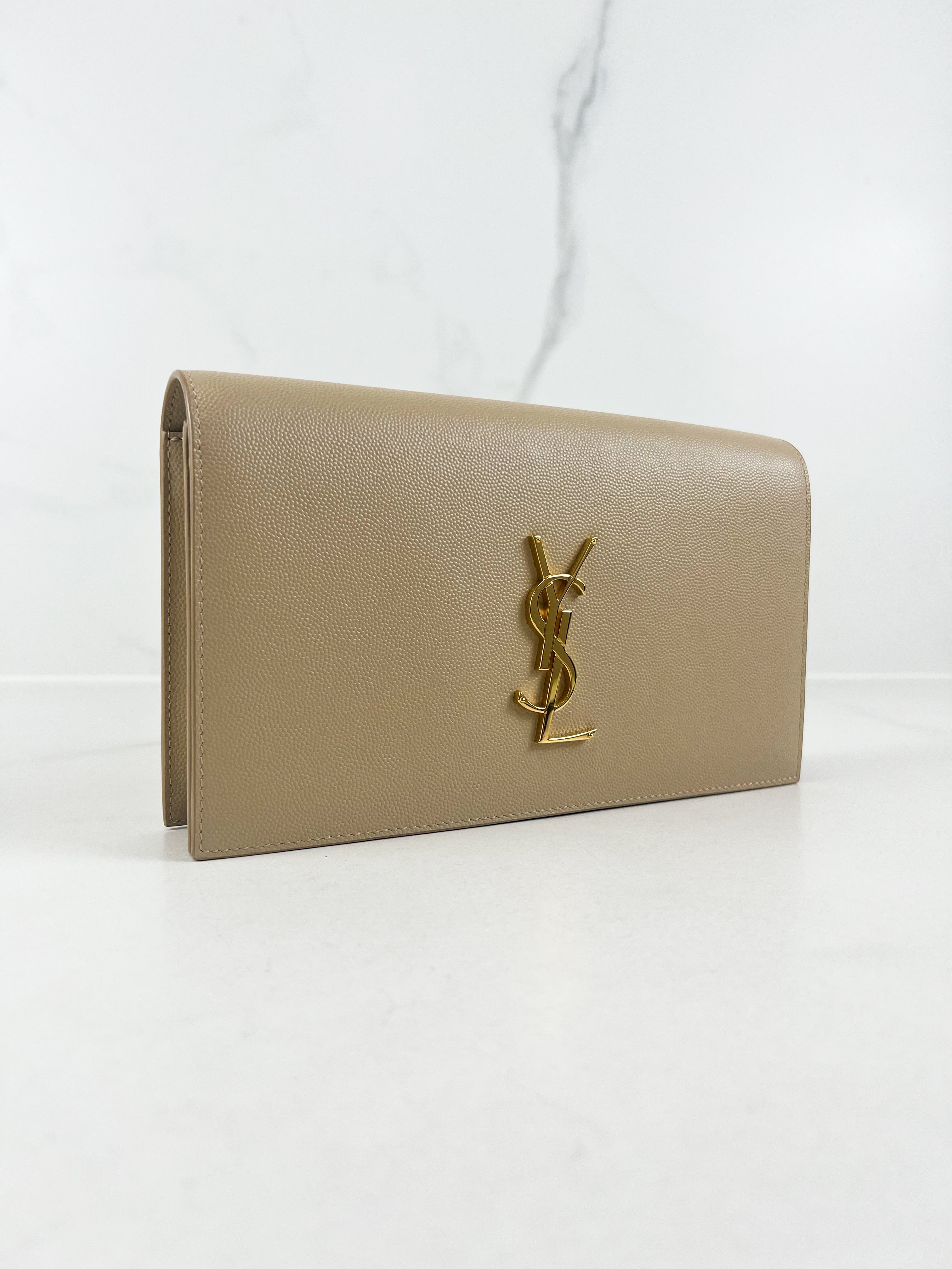 Saint Laurent Cream Clutch GHW