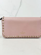 Valentino Garavani Blush Pink Rockstud Leather Clutch