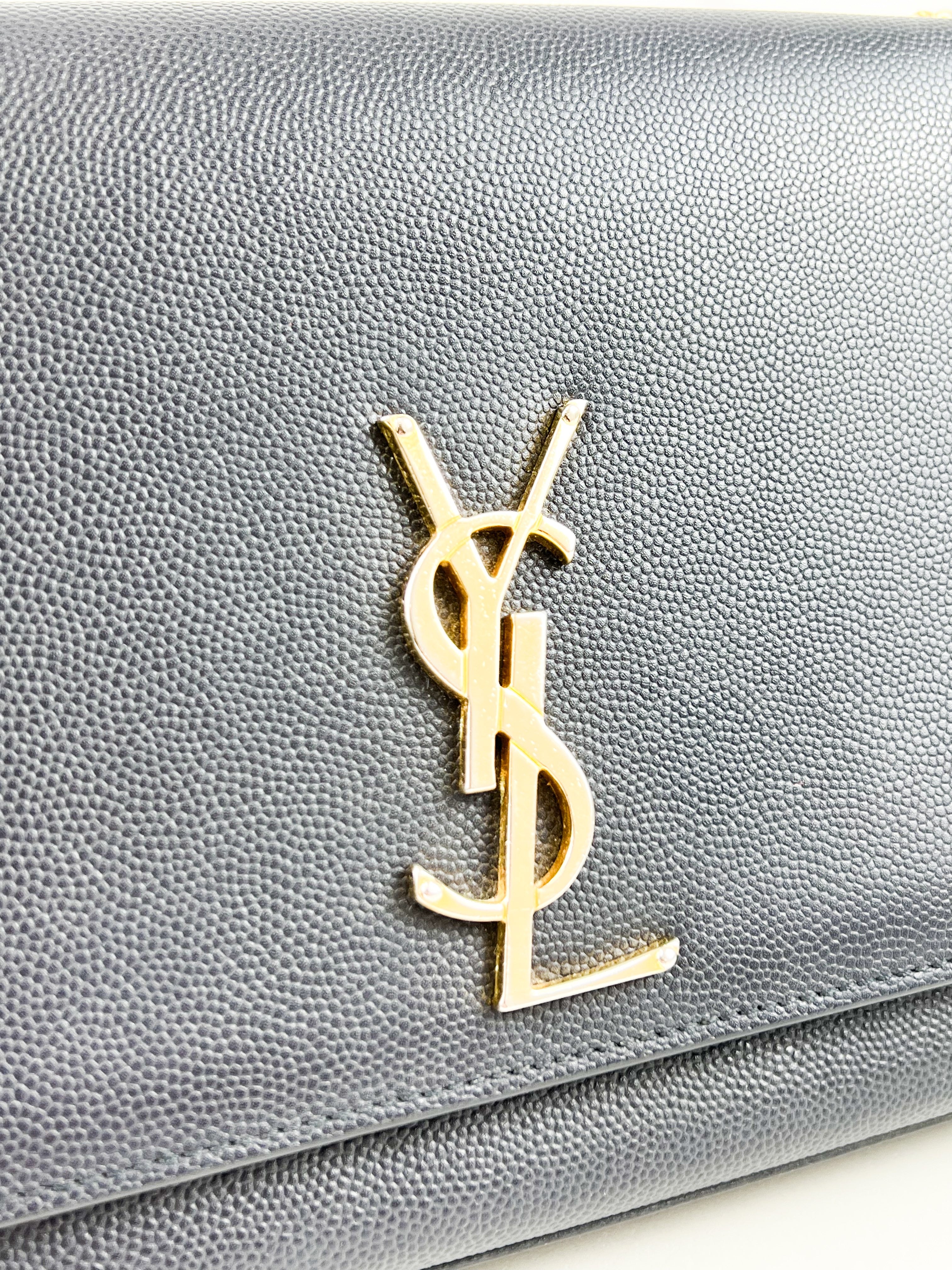 Saint Laurent Navy Kate Large Chain Bag with GHW