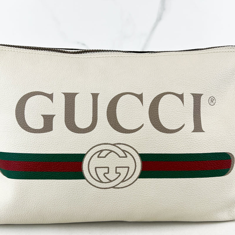 Gucci Bone Leather Logo Porforlio Pouch