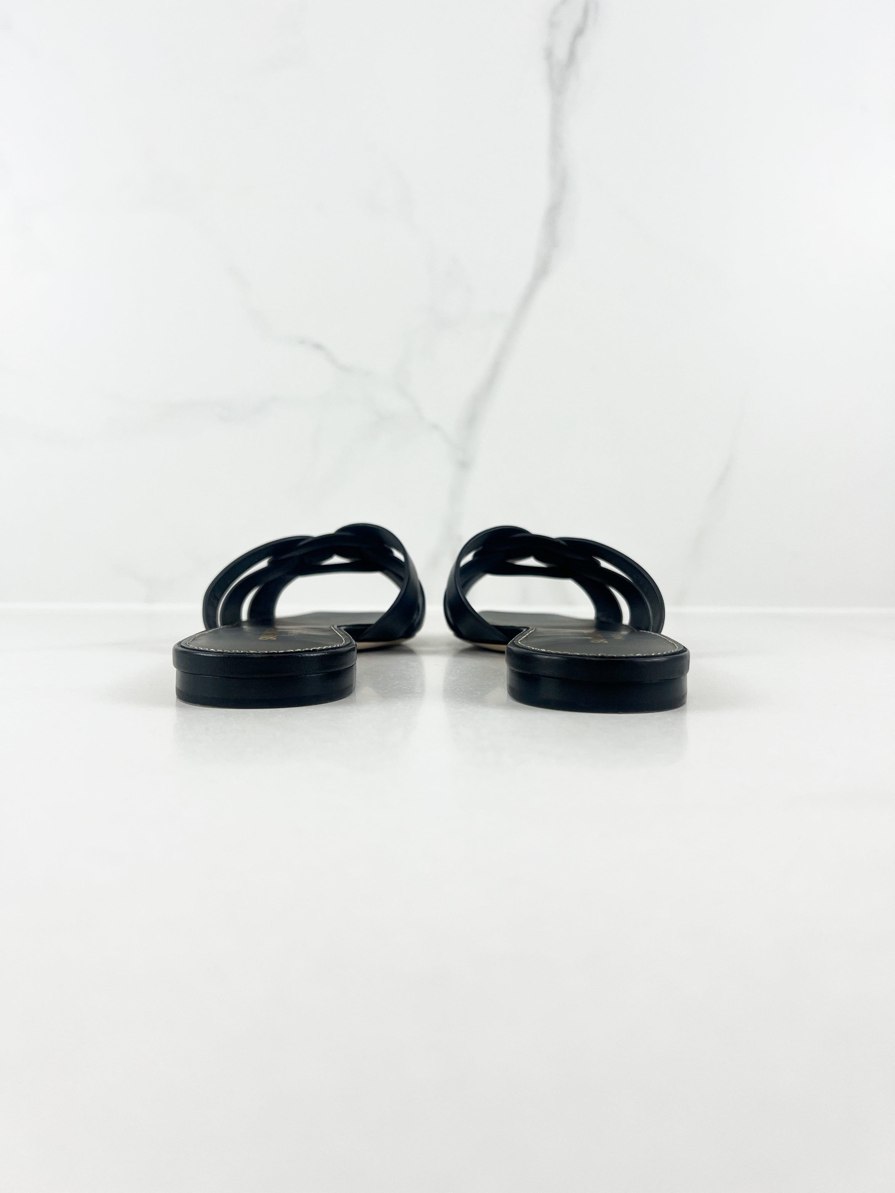 Saint Laurent Black Tribute Flat Mules Size 40