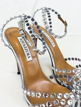 Aquazzura Tequilla 105 Embellished Slingback Pumps Size 37