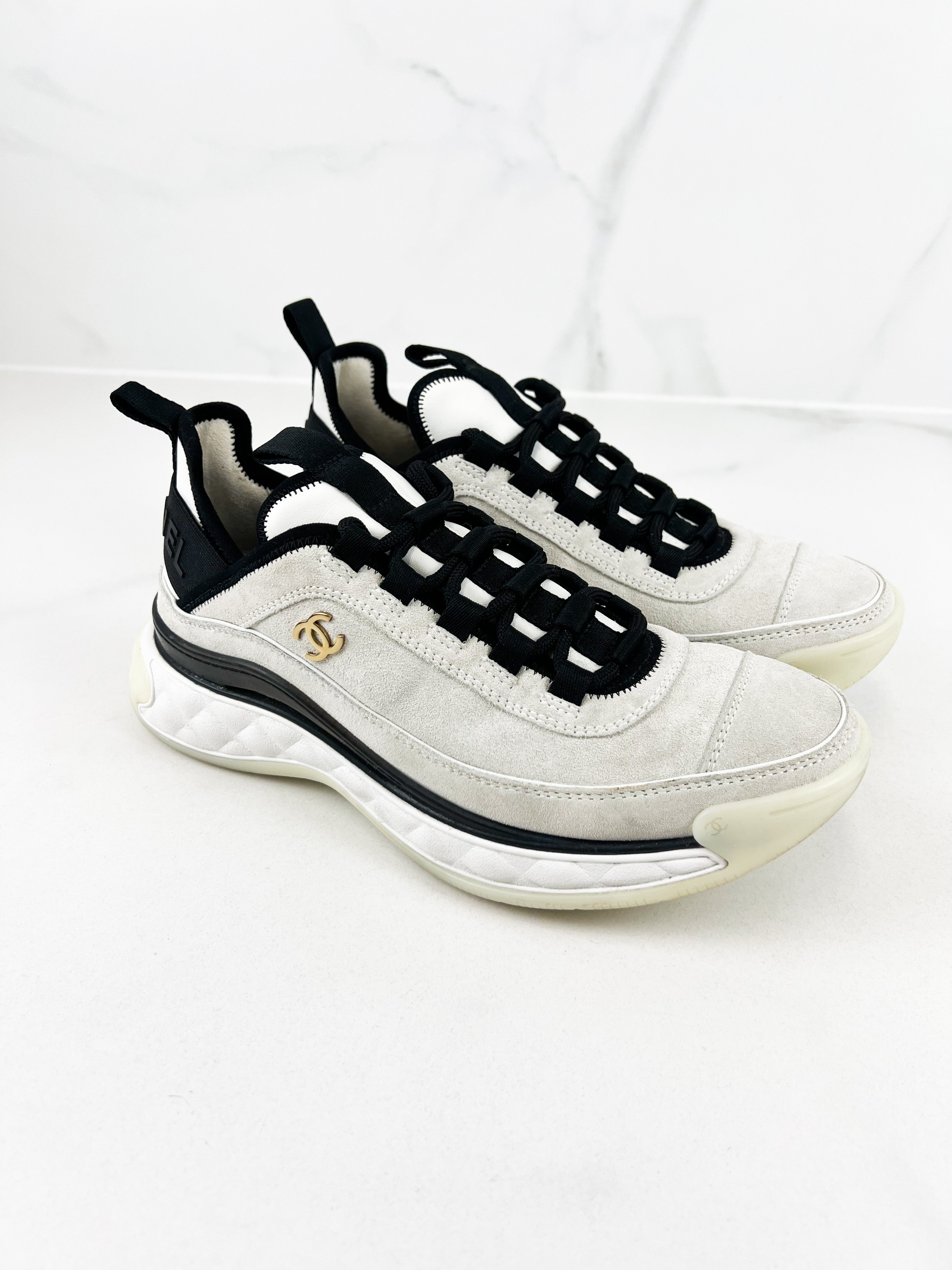 Chanel CC White & Black Sneaker Size 36.5