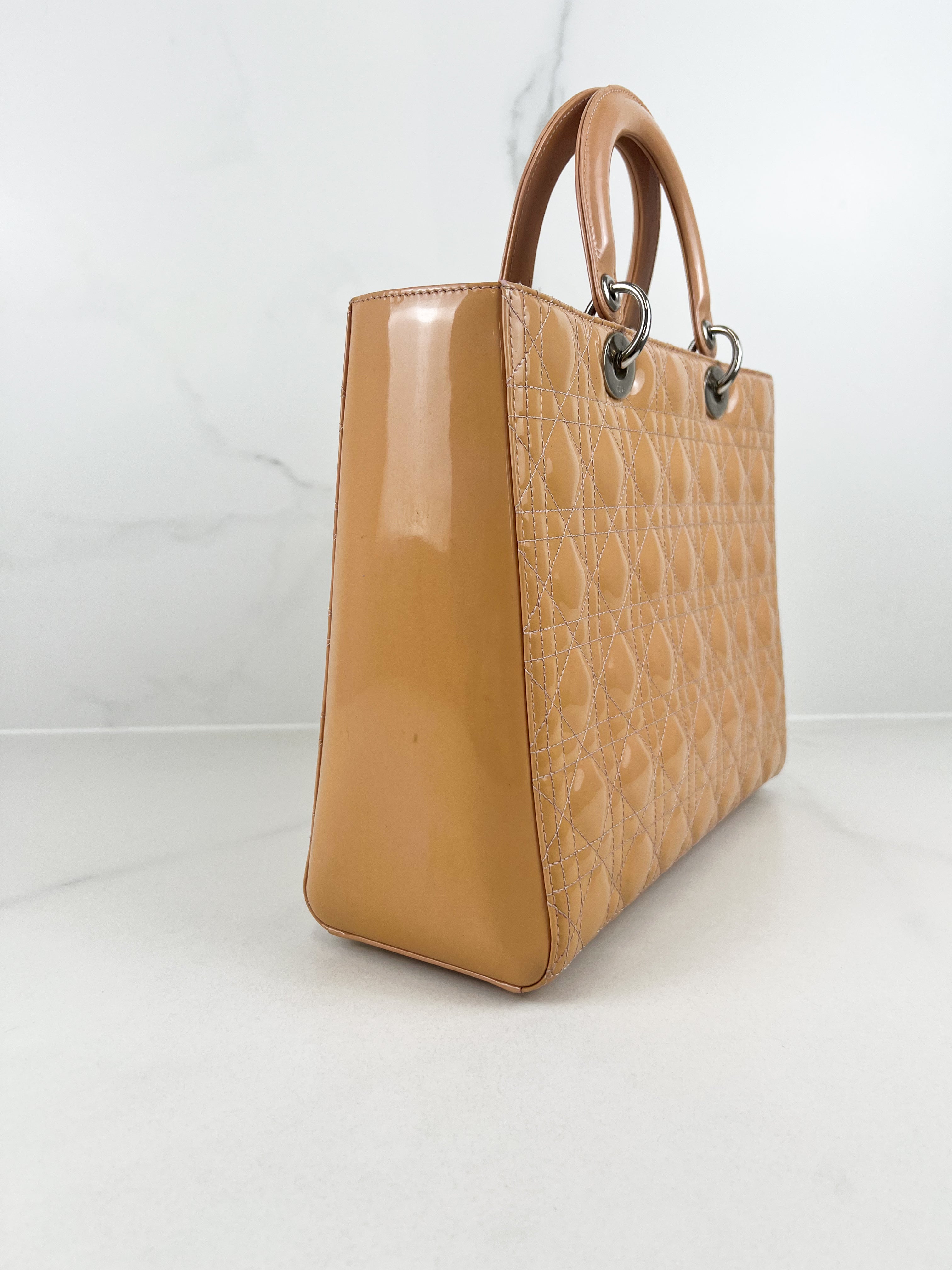 Christian Dior Peach Vintage Lady Dior with Gold Hardware
