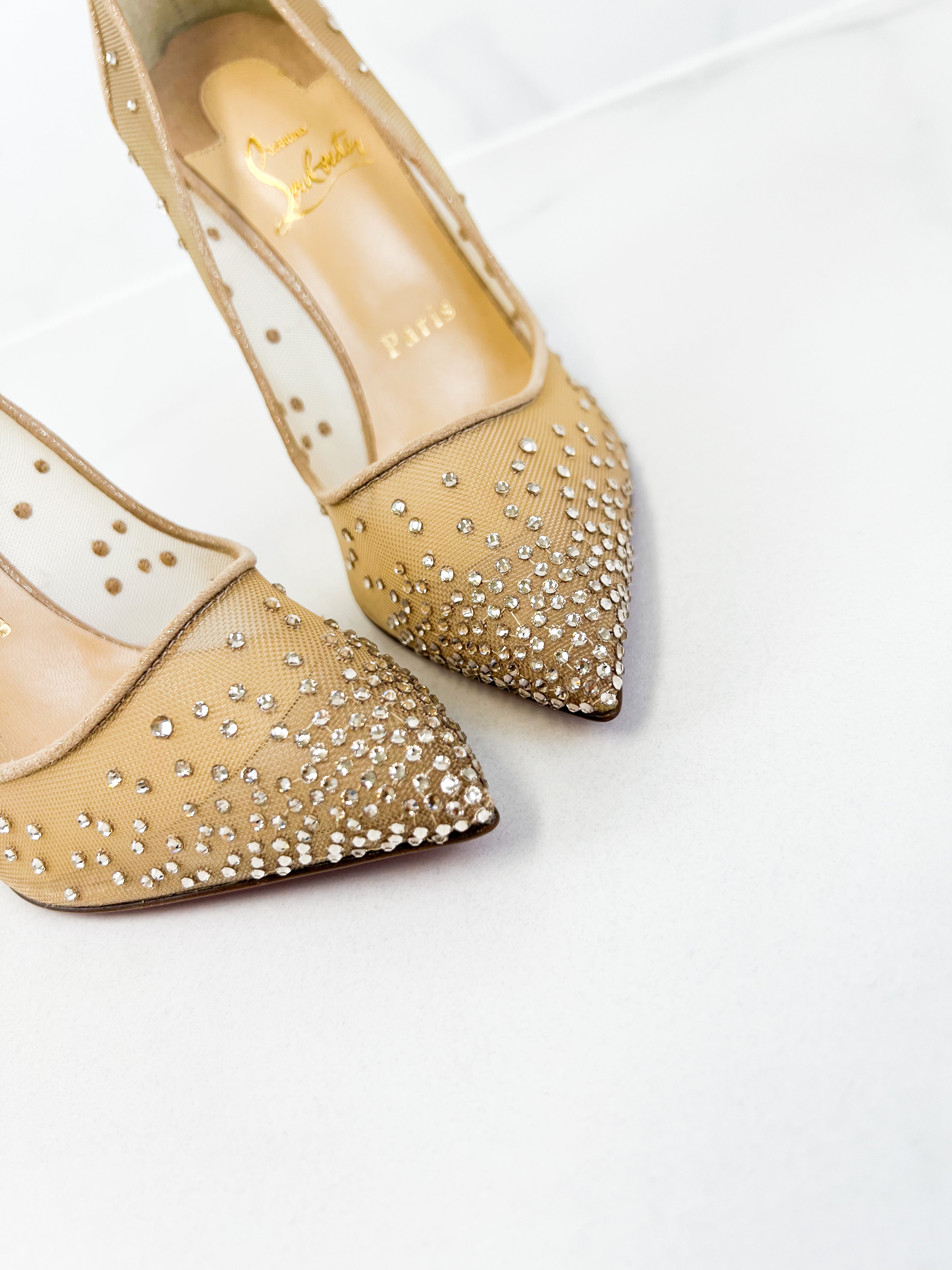 Christian Louboutin Follies Strass 100mm Size 37