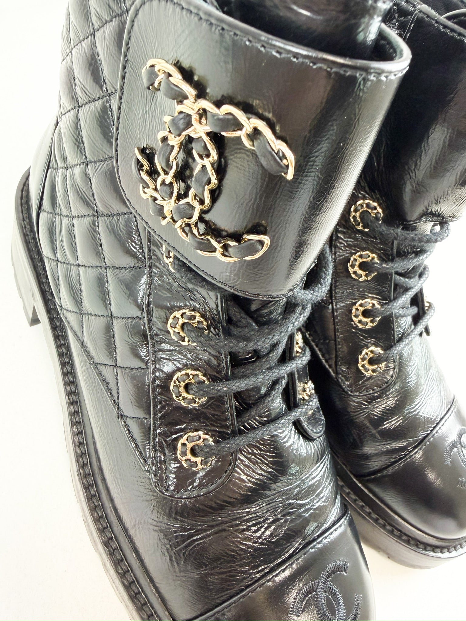 Chanel Quilted Combat Boot Size 39C