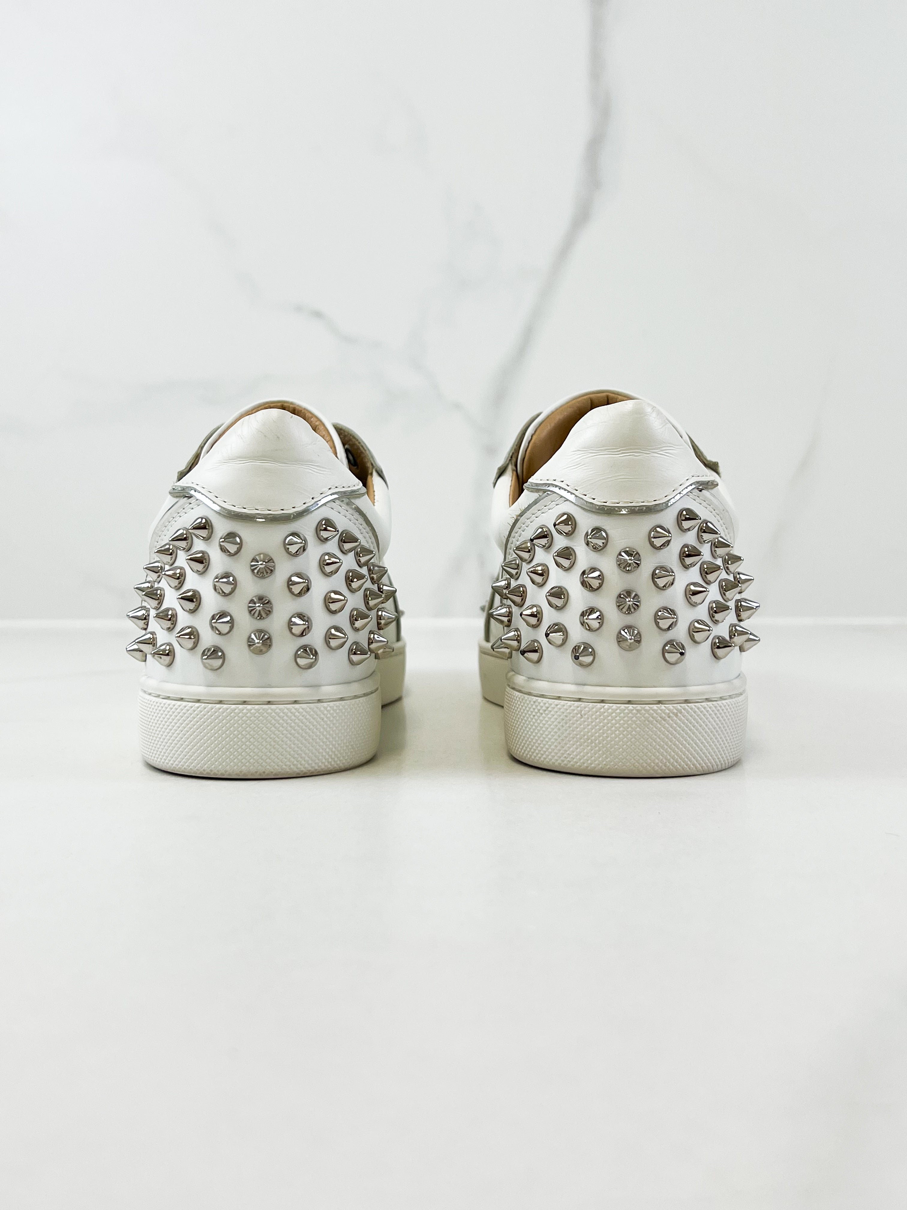Christian Louboutin White Viera Spikes Size 37