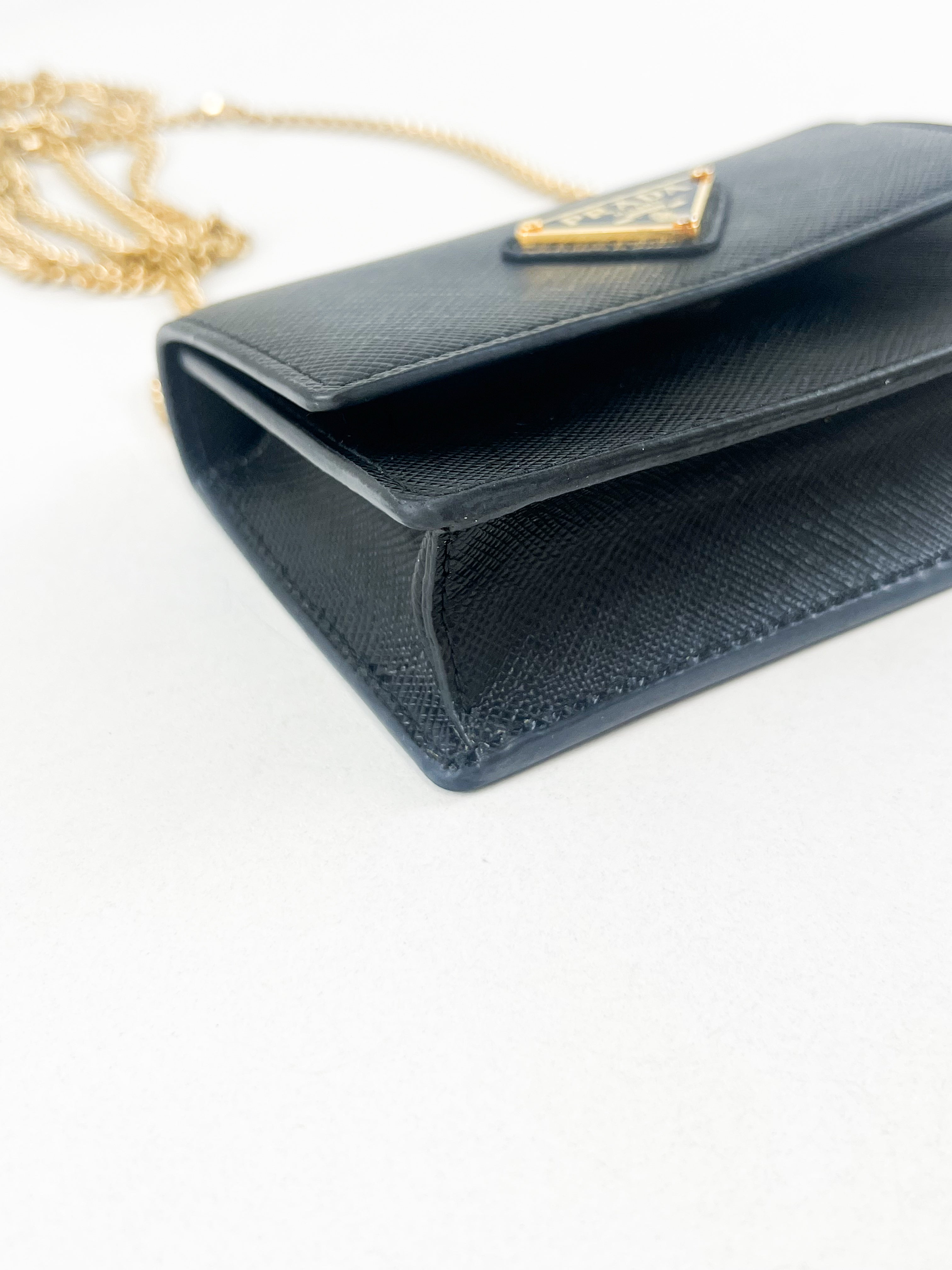 Prada Micro Leather Wallet On Chain