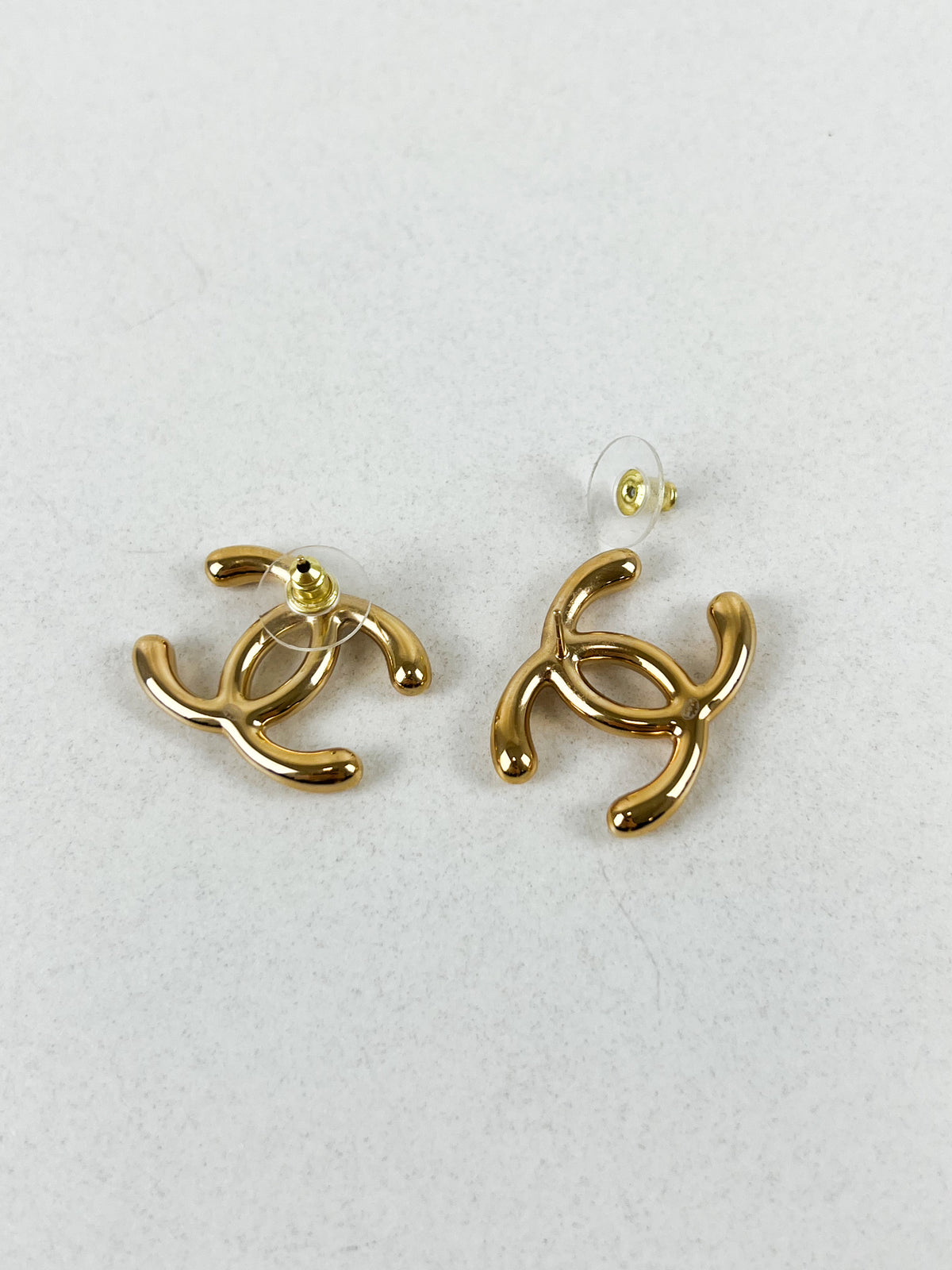 Chanel CC Gold Stud Earrings