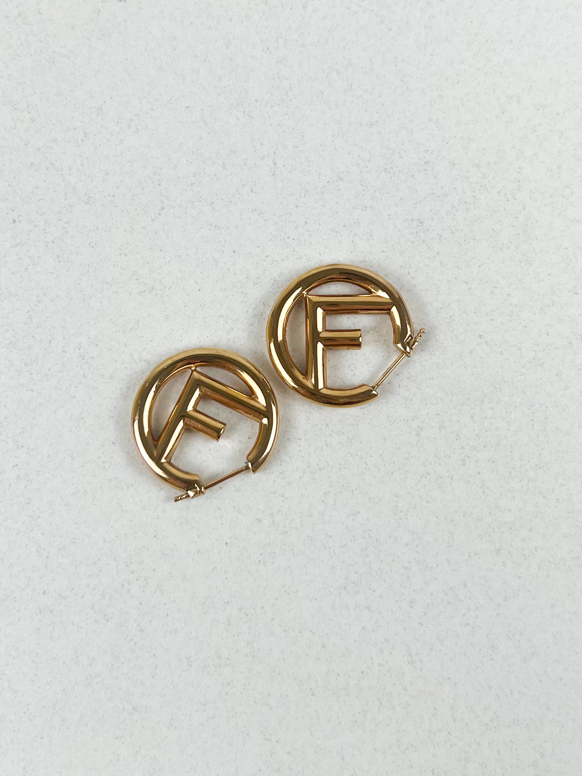 Fendi F Logo Hoop Earring in Gold