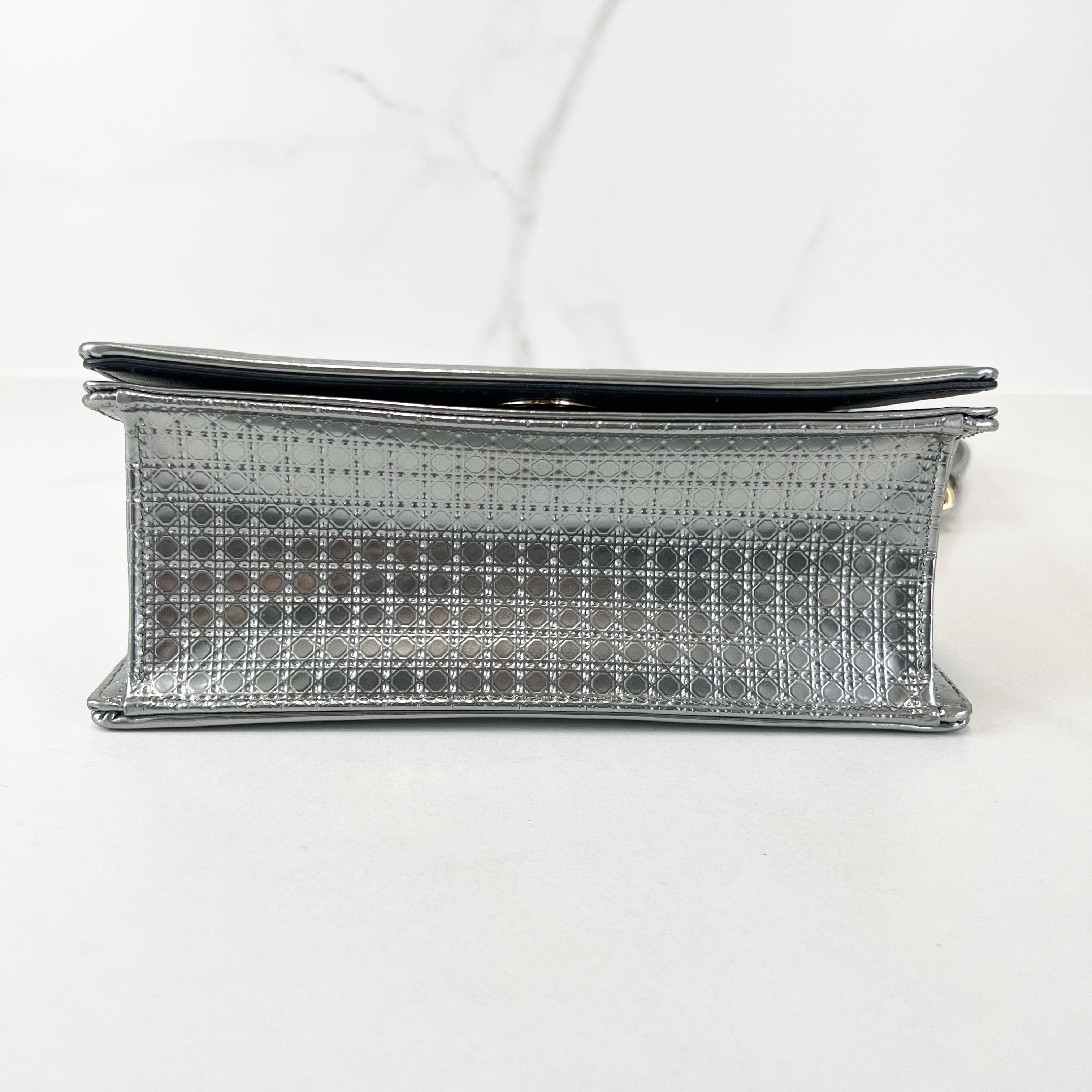 Christian Dior Metallic Silver Small Diorama Shoulder Bag