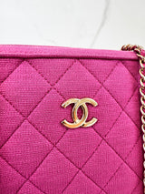 Chanel Matelasse Pink Fabric Chain Shoulder Bag Light GHW