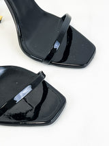 Saint Laurent Opyum Leather Black Sandal Size 40