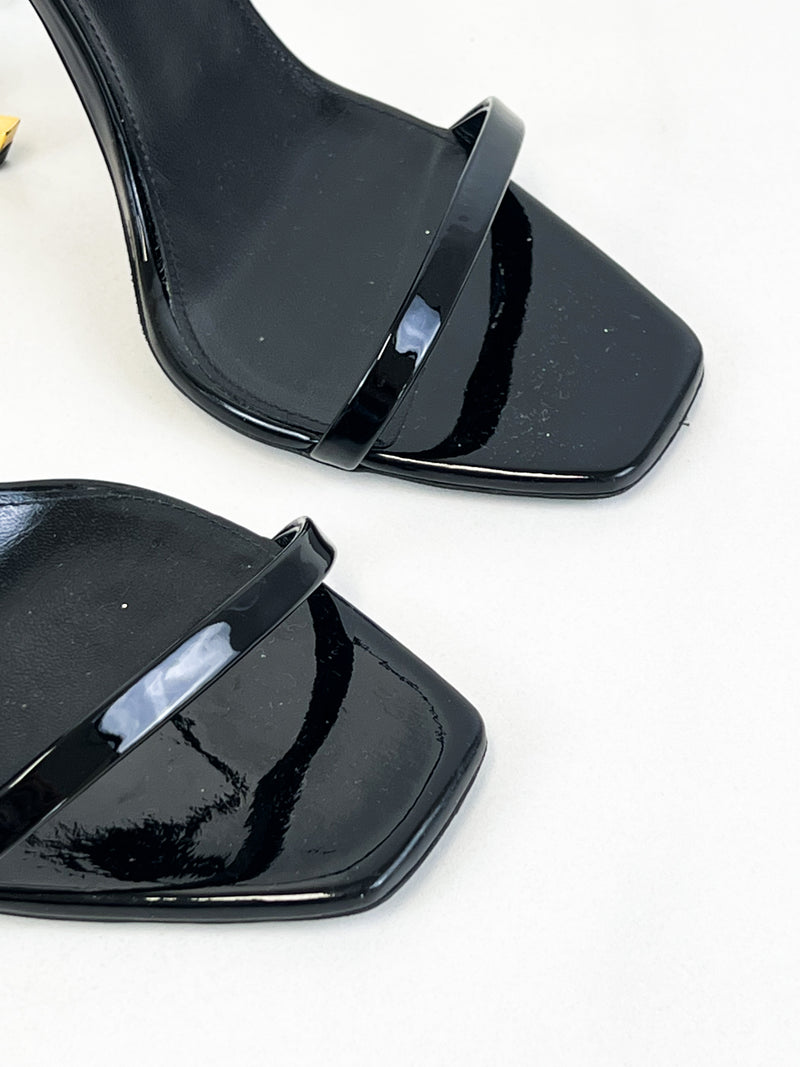 Saint Laurent Opyum Leather Black Sandal Size 40