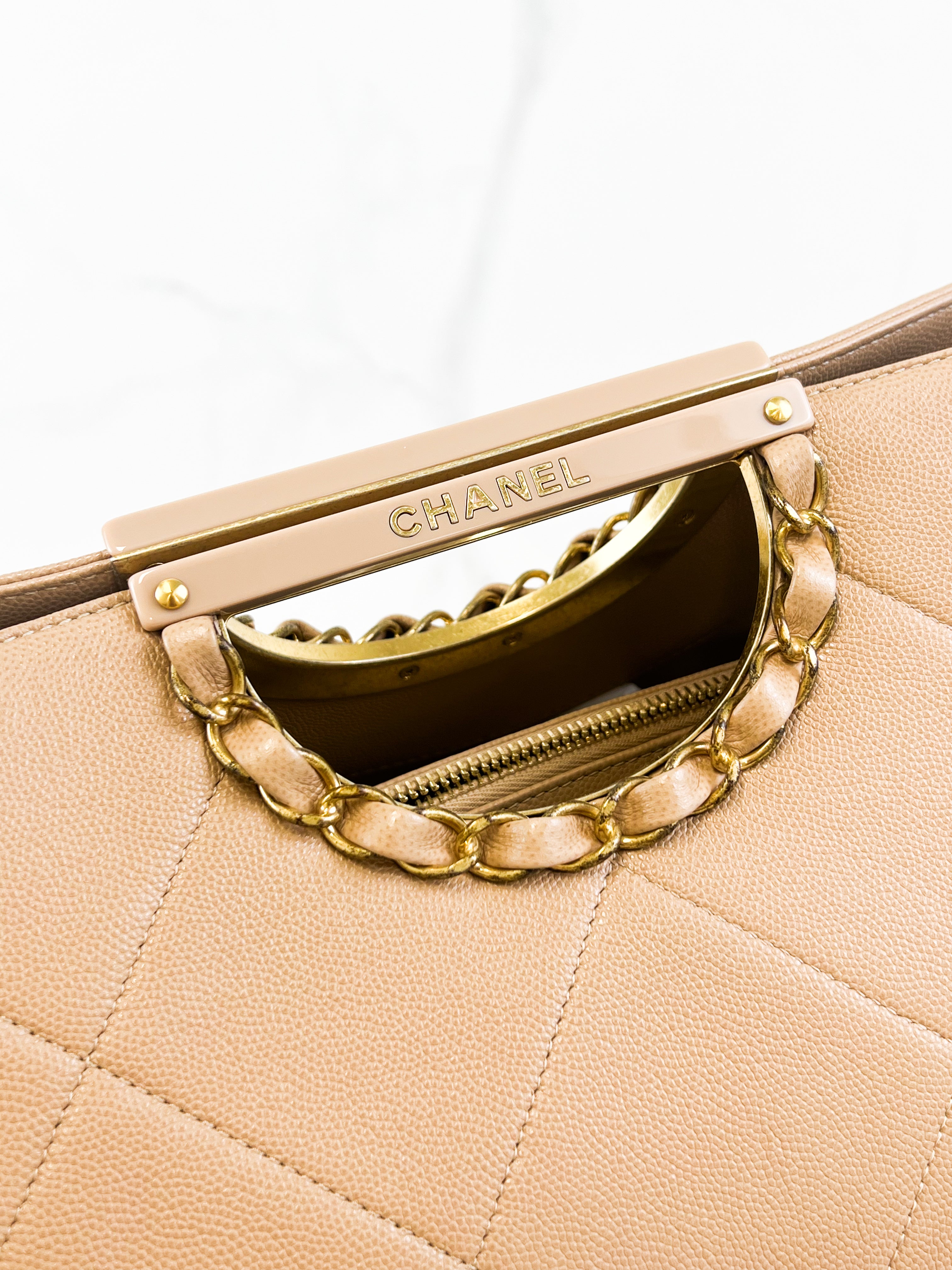 Chanel Beige Caviar Shoulder Bag