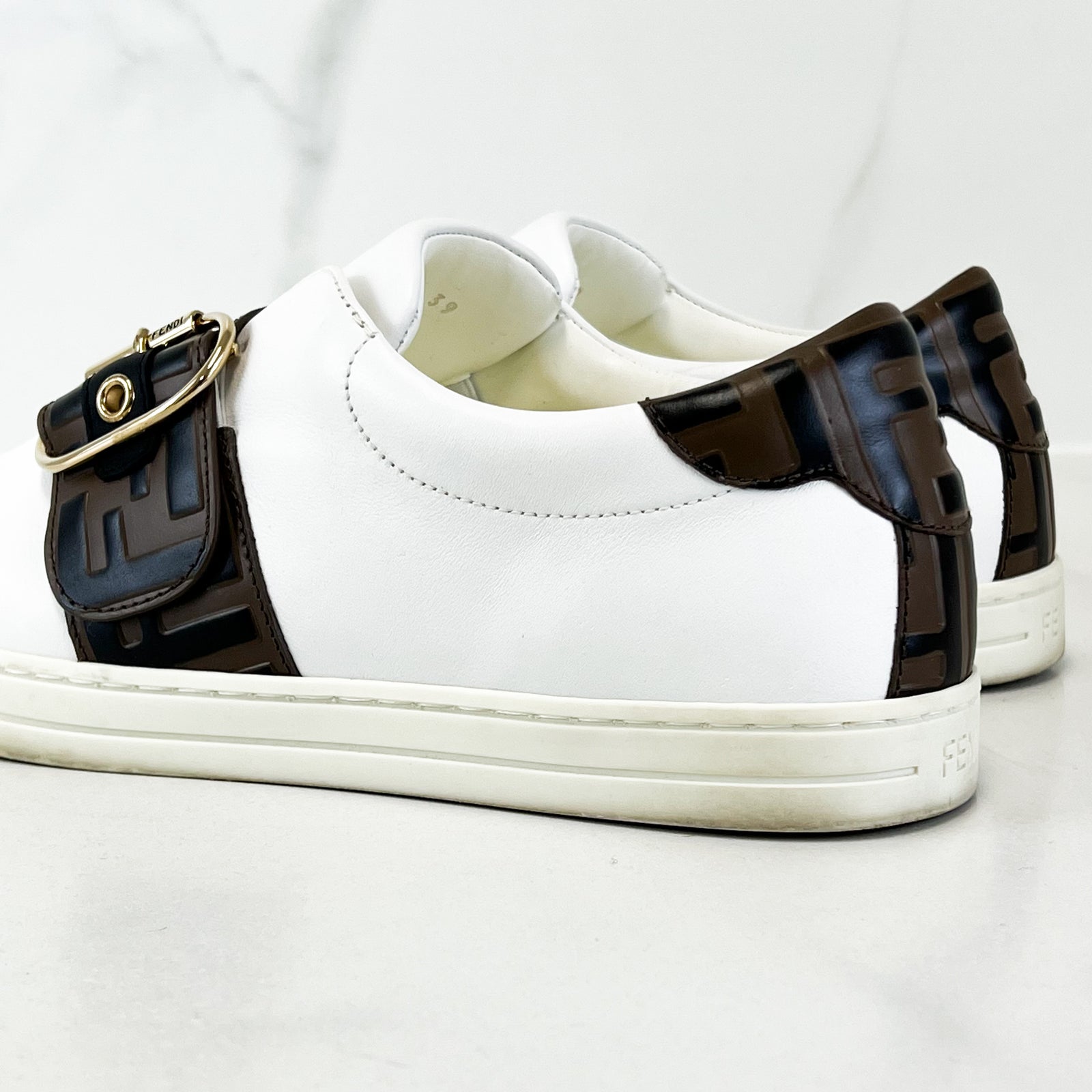 Fendi White FF Leather Sneakers Size 39 – Shopluxe Consignment