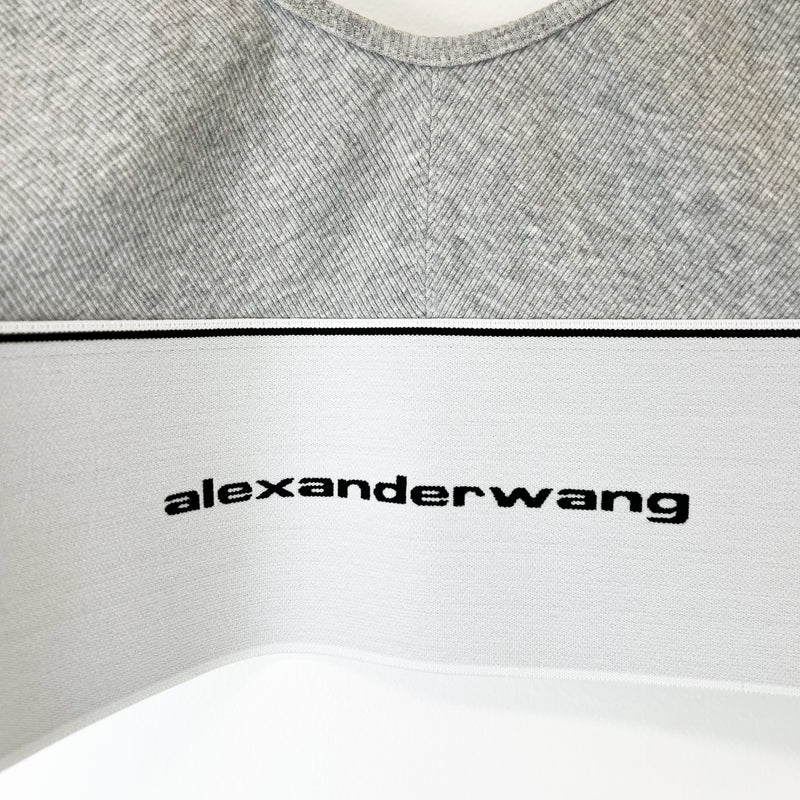 Alexander Wang Logo Elastic Ribbed Jersey Bra Grey Small