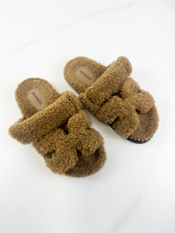 Hermes Chypre Shearling Sandals Size 37